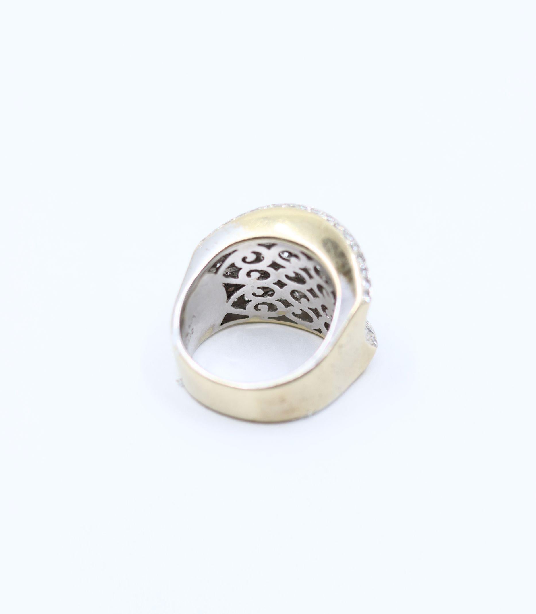 Vintage WCJ 3 Carat Diamond Pave Saddle Ring. For Sale 1