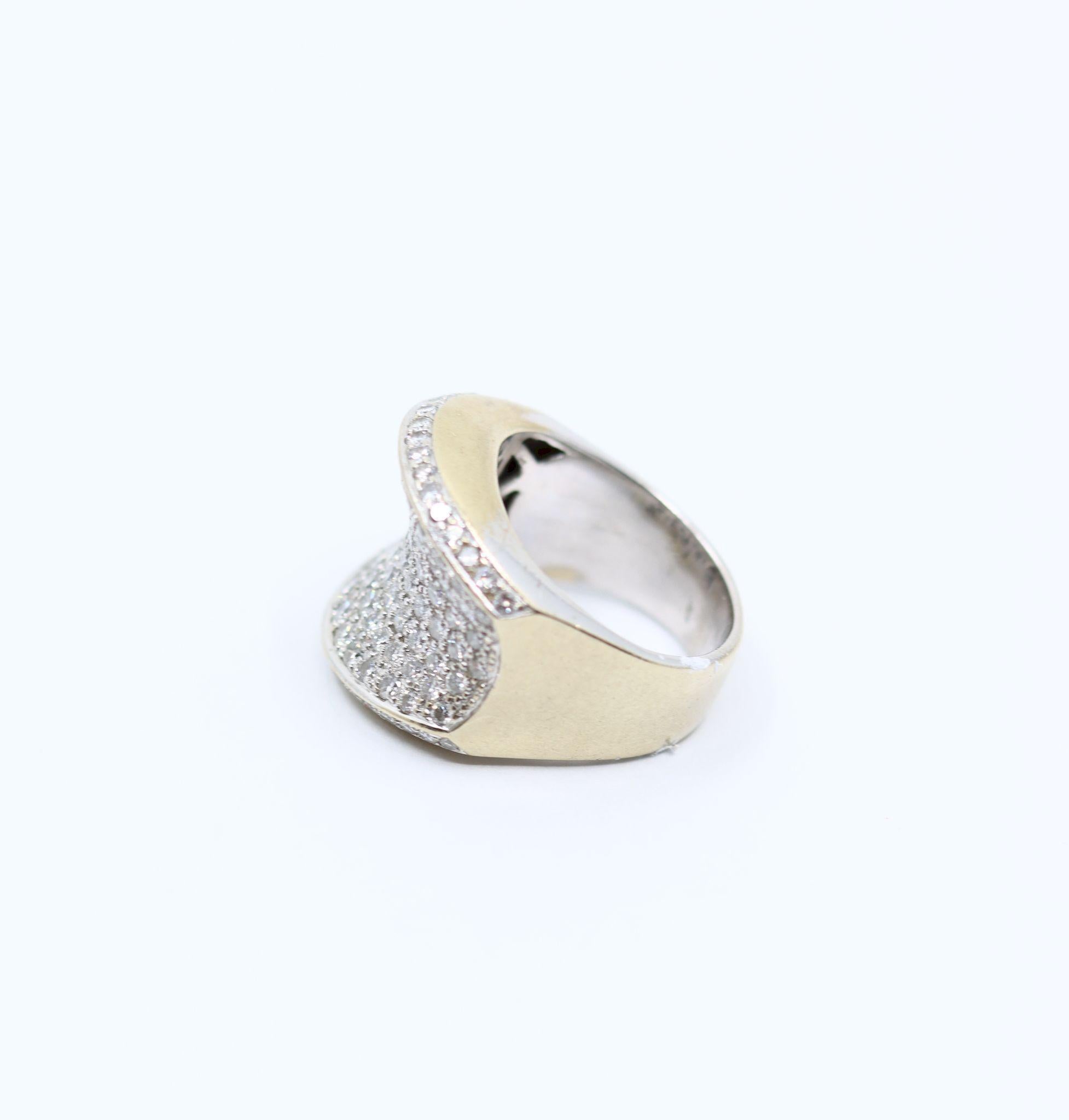 Vintage WCJ 3 Carat Diamond Pave Saddle Ring. For Sale 2