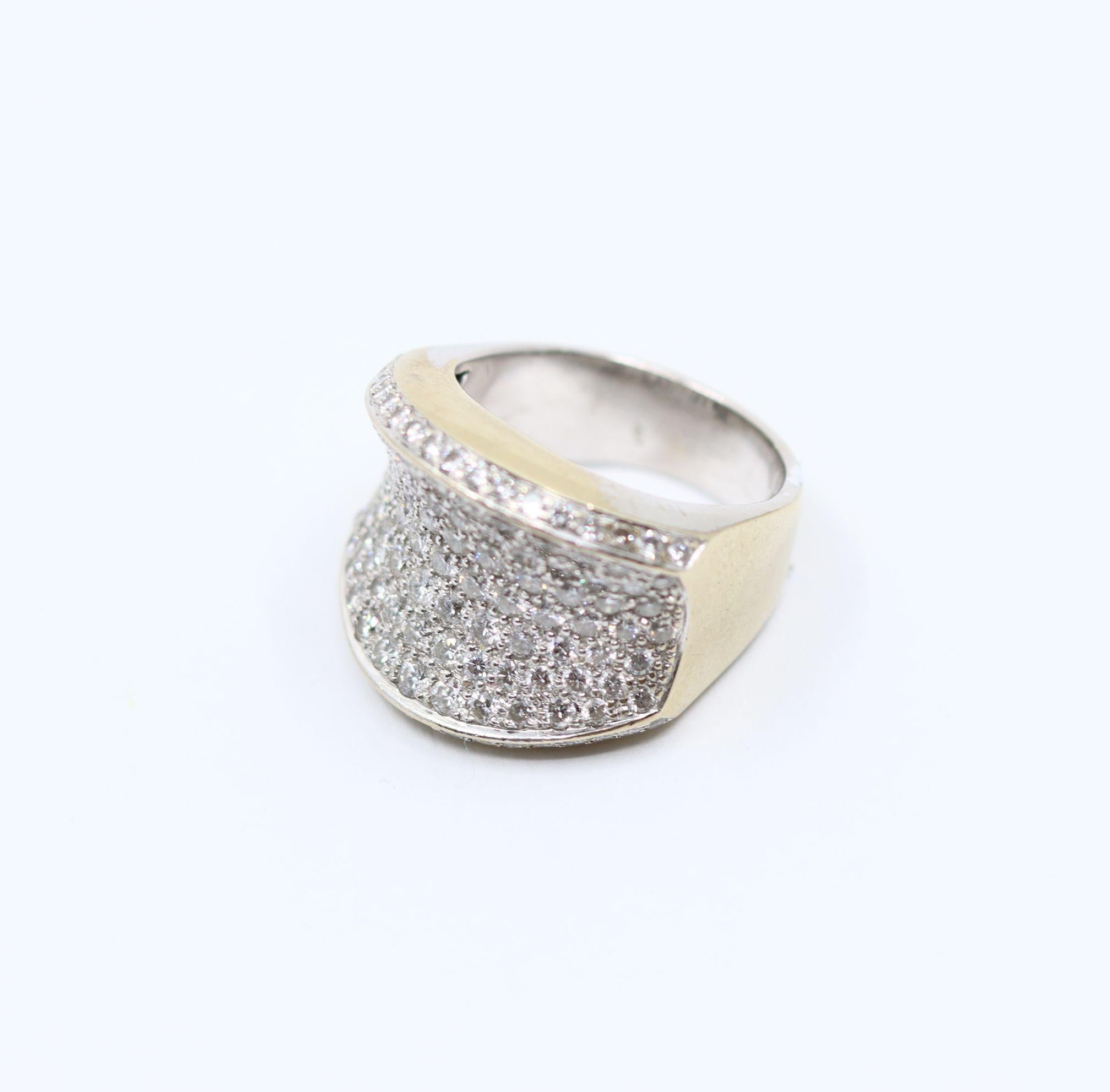 Vintage WCJ 3 Carat Diamond Pave Saddle Ring. For Sale 4