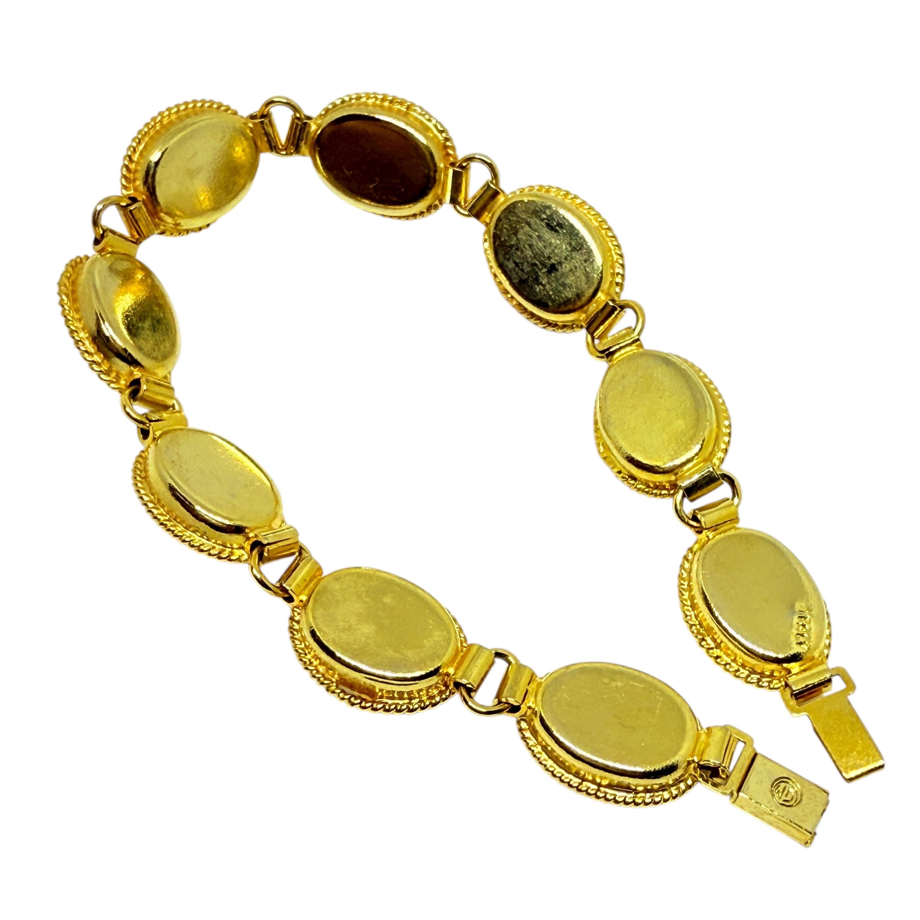 Vintage WD ITALE signiert vergoldet Mikro Mosaik Steine Blume Link Armband im Angebot 1