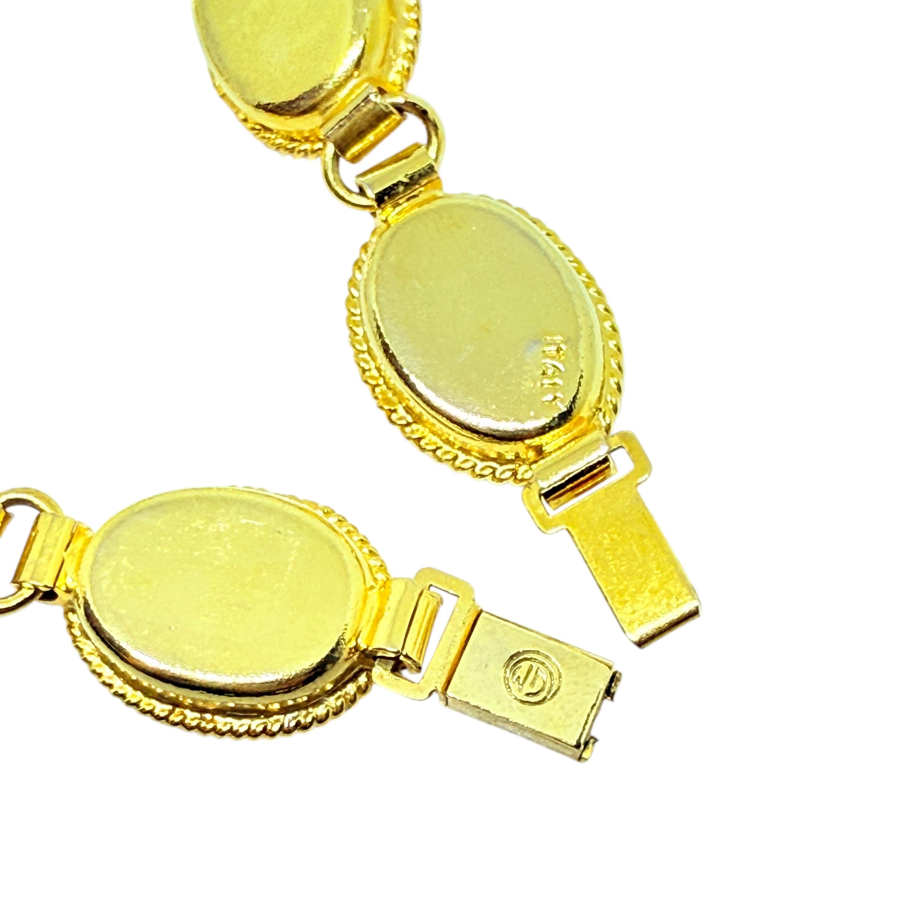 Vintage WD ITALE signiert vergoldet Mikro Mosaik Steine Blume Link Armband im Angebot 2