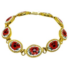 Bracciale vintage WD ITALE placcato oro con micro mosaico di pietre e fiori