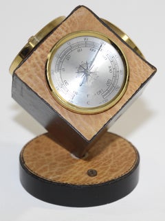Vintage Weather Station Rotated Cube with Barometer, Thermometer and Hygrometer