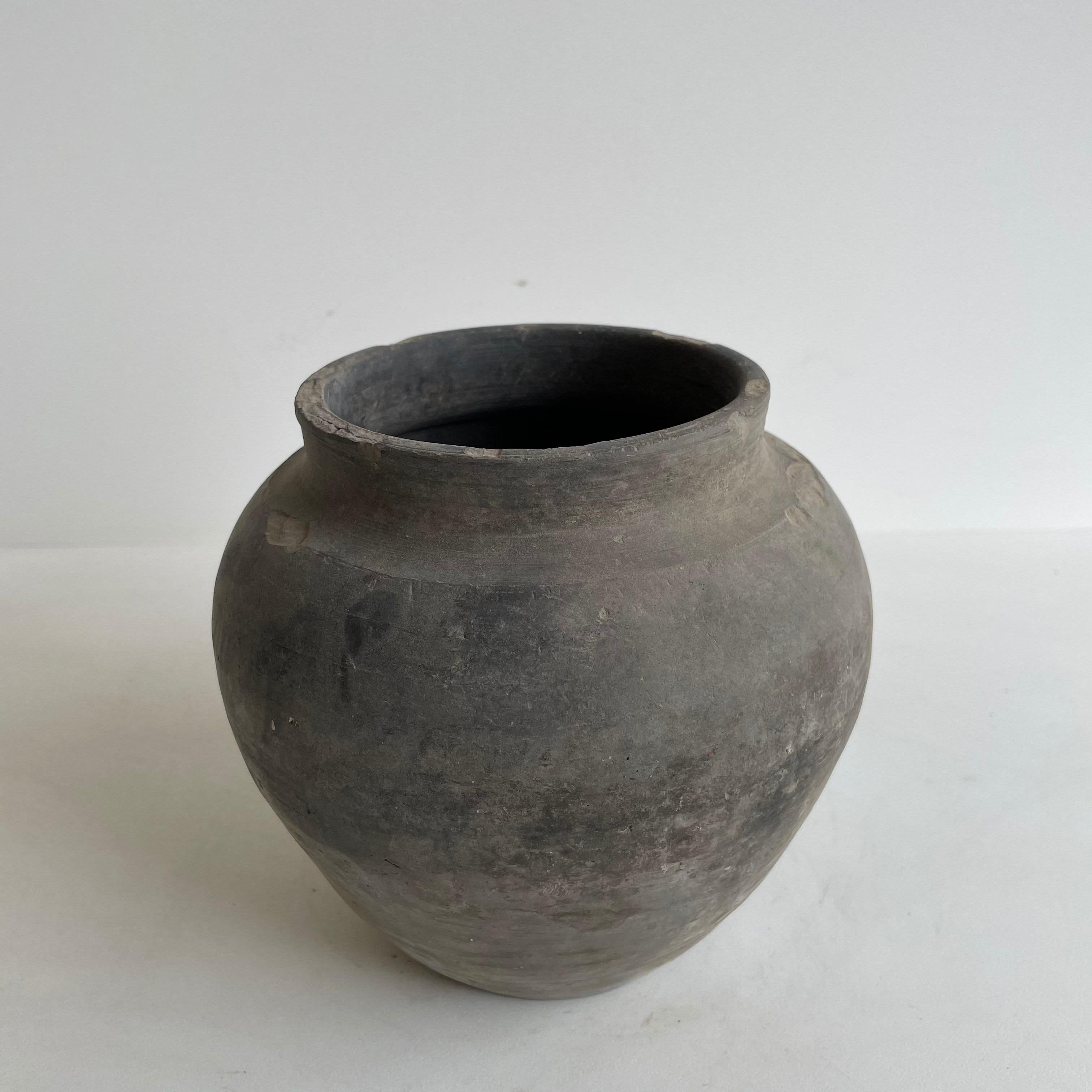 Asian Vintage Weathered Black Clay Pottery