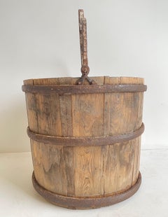 Vintage verwittert Zypressenholz Garten Eimer mit Handle