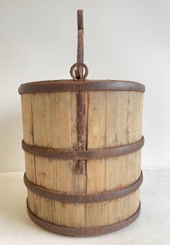 Vintage verwittert Zypressenholz Garten Eimer mit Handle