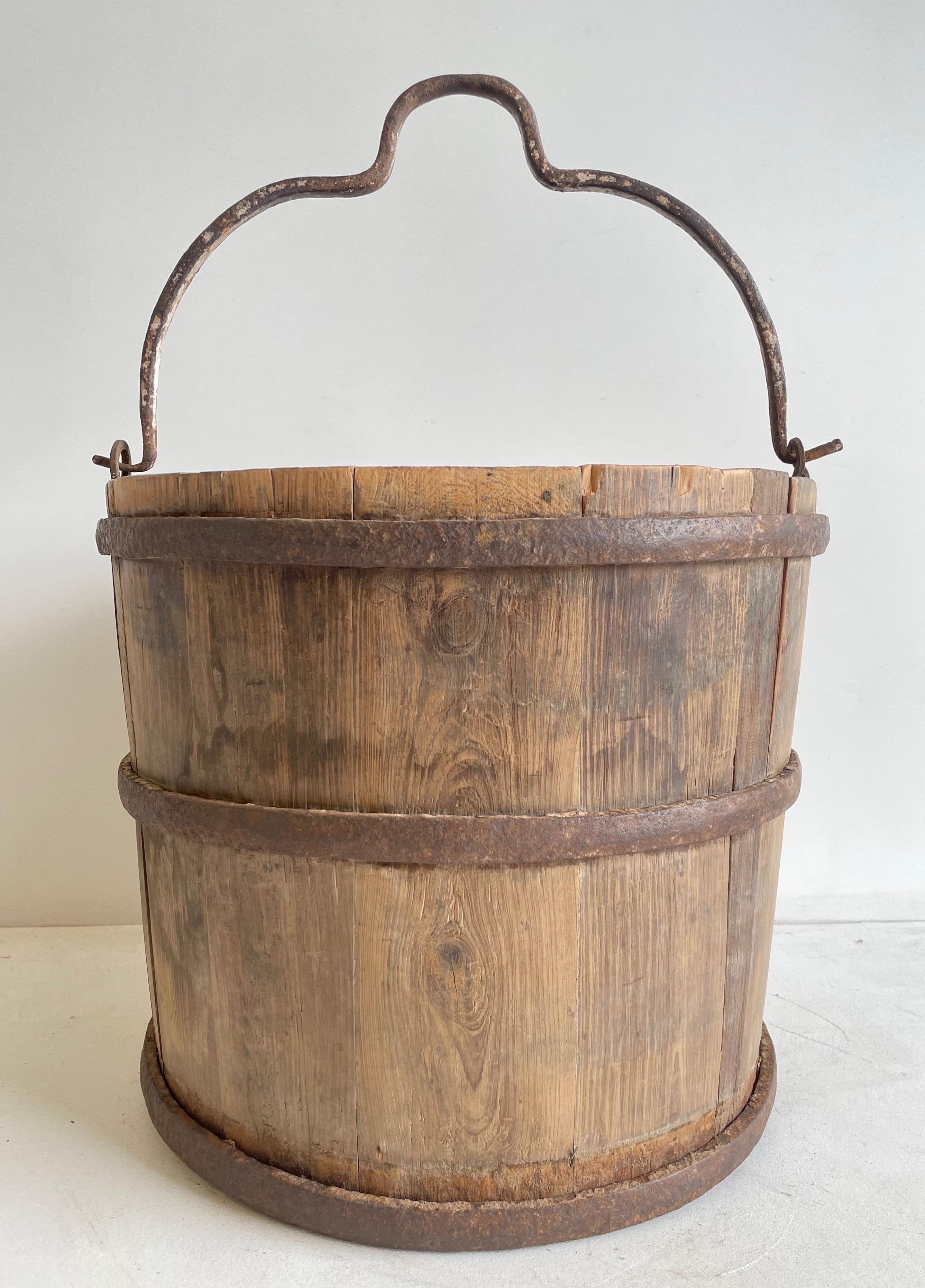 antique wooden well bucket