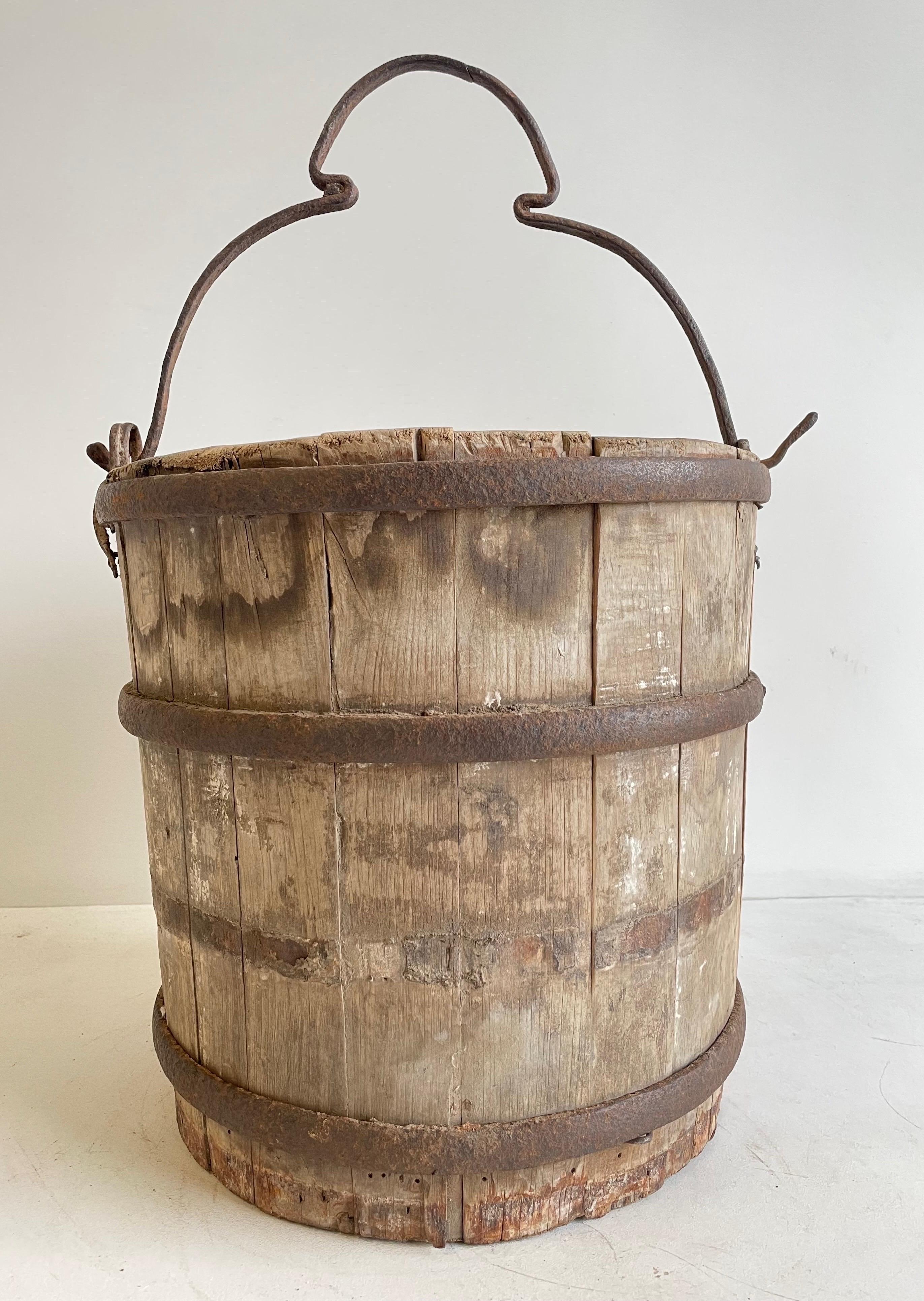 wooden bucket with handle