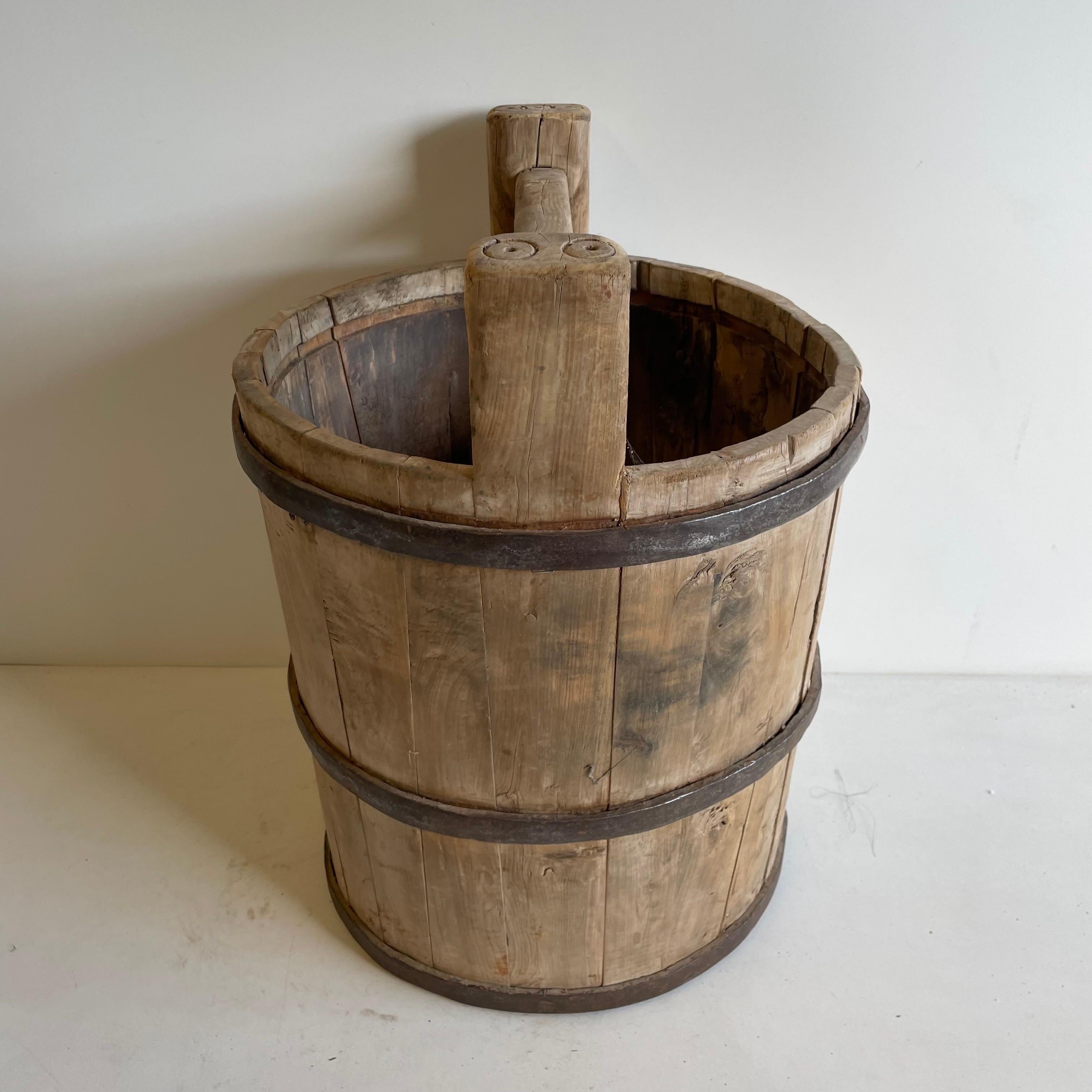 wooden bucket with handle