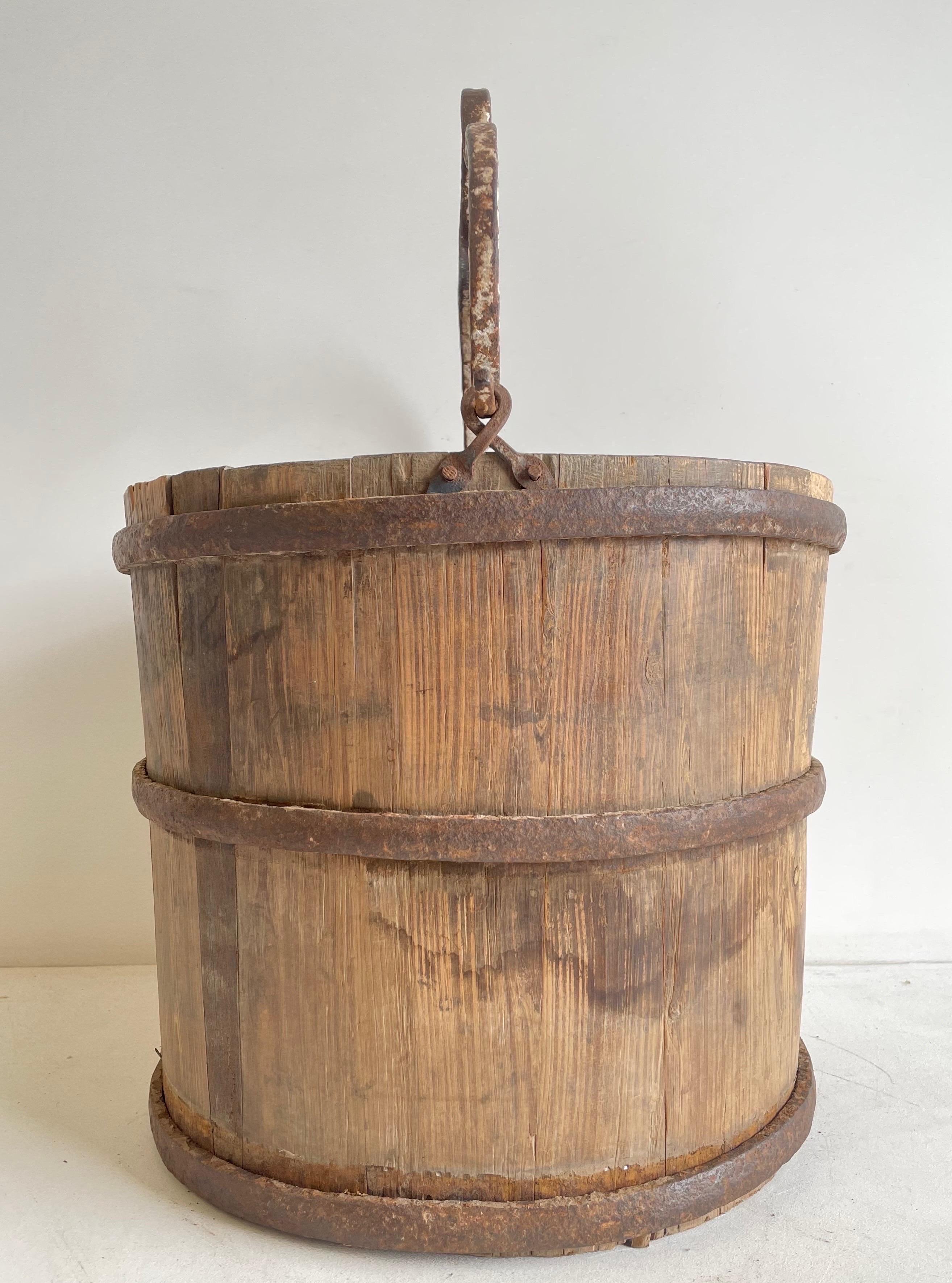 old wooden buckets