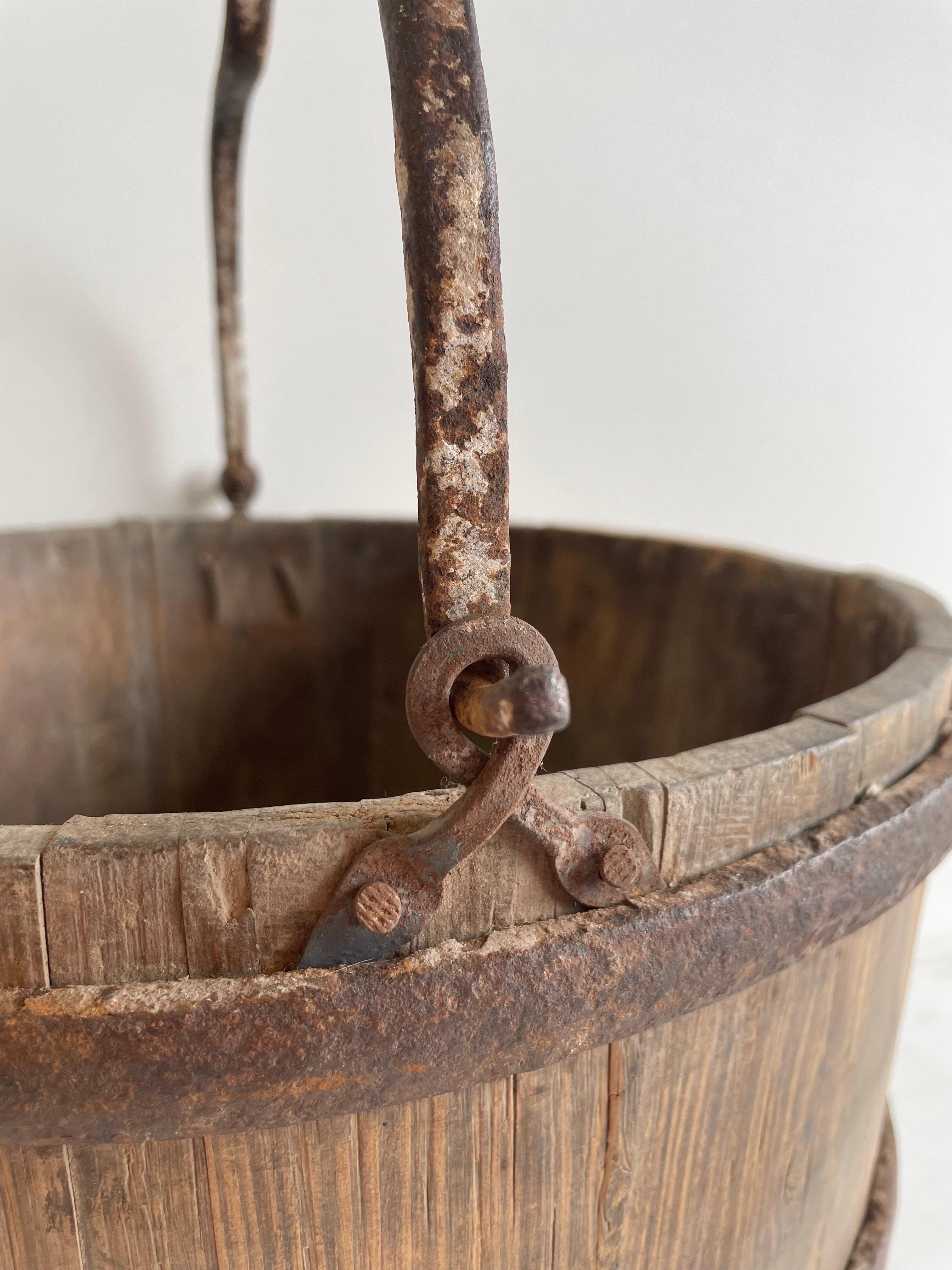 old wooden buckets