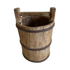 Cubos de jardín vintage de madera de ciprés envejecida con asa