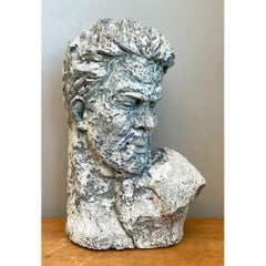 Vintage Weathered Stone Bust Wall Sculpture