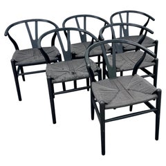 Vintage Weave Wishbone Dining Chairs - Set of 6