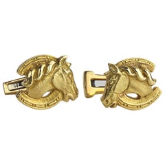 Vintage Webb Gold Horse and Horseshoe Cufflinks, circa 1960