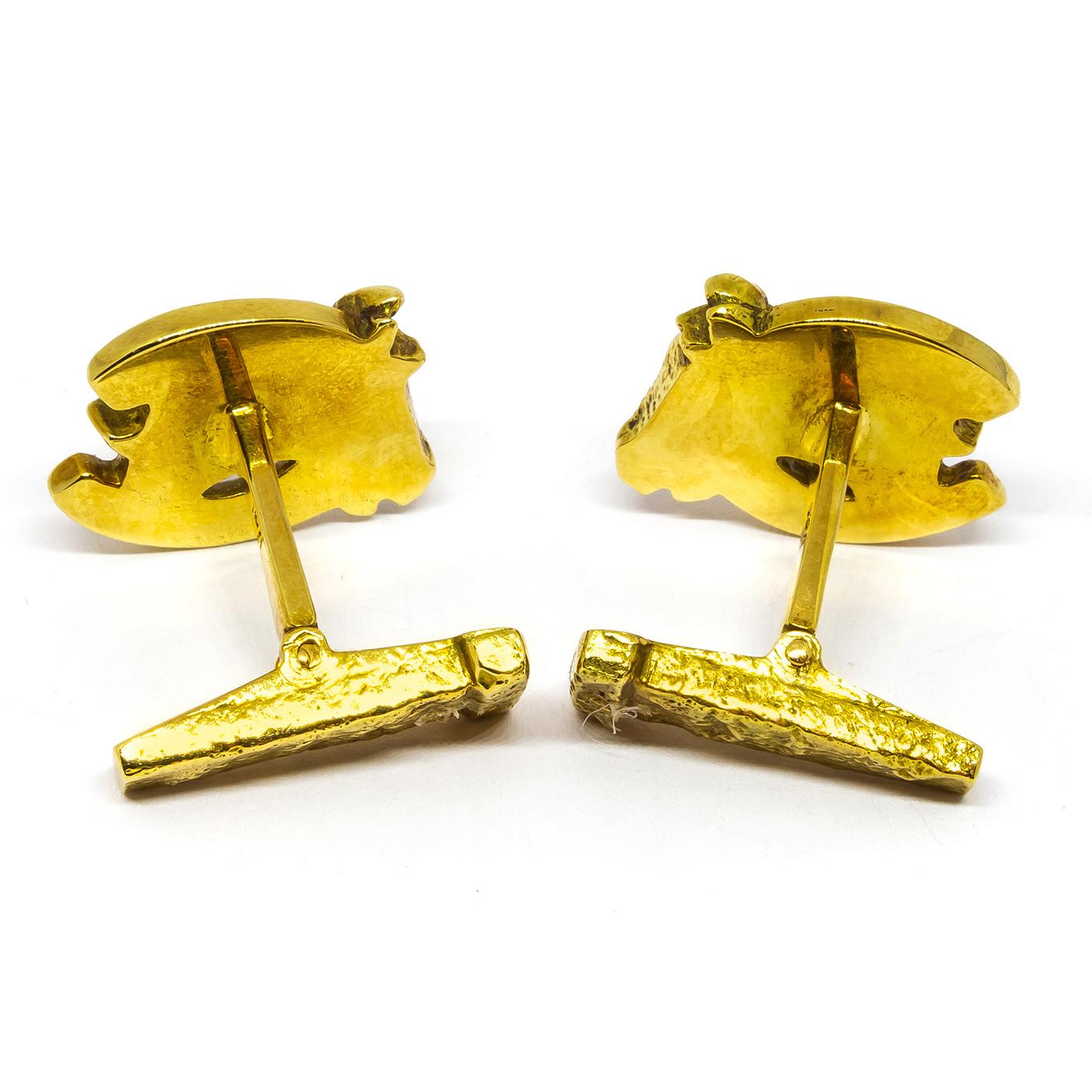 Men's Vintage Webb Gold Horse Cufflinks, circa 1960 For Sale