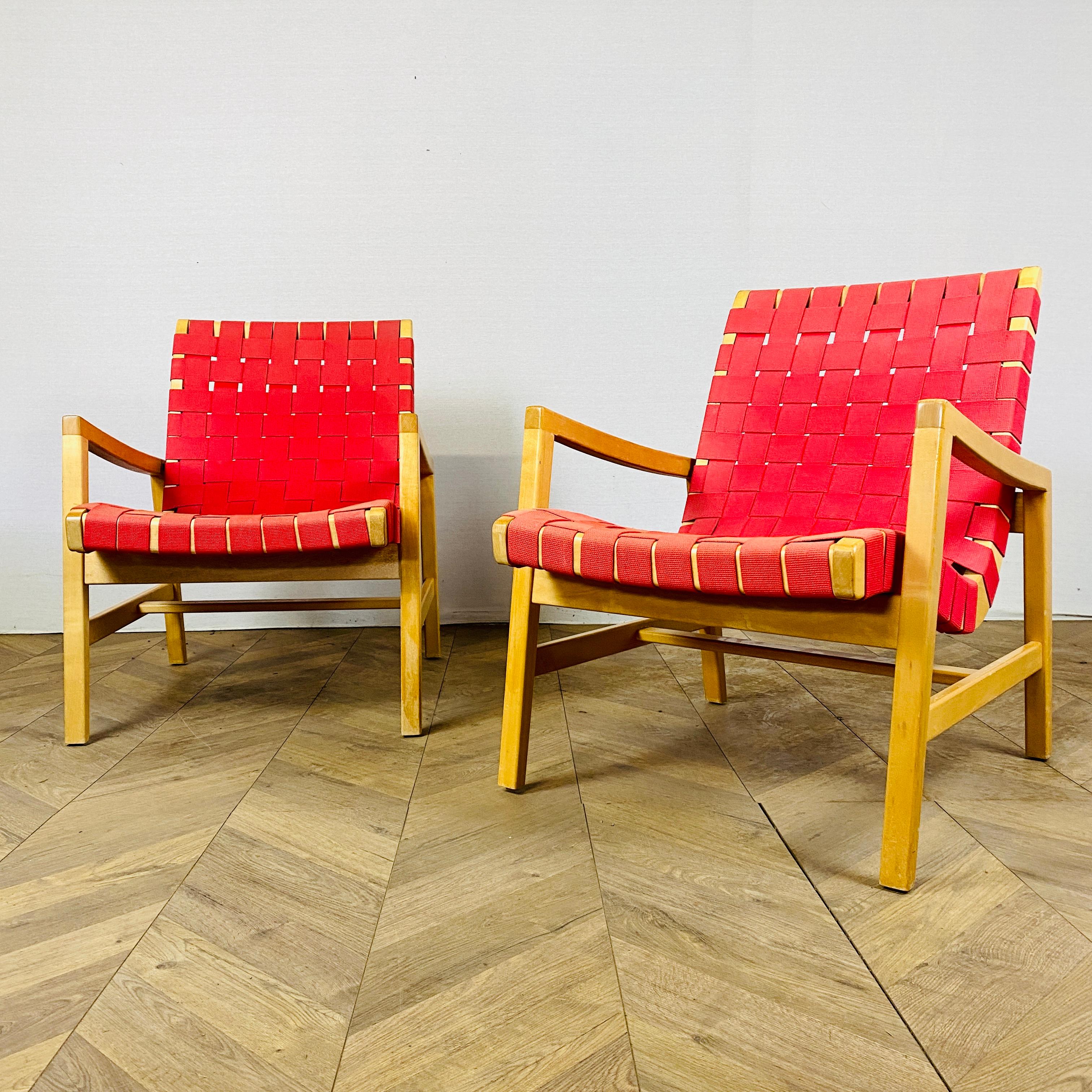 Vintage Webbed Armchairs Designed by Jens Risom for Knoll, Set of 2 5