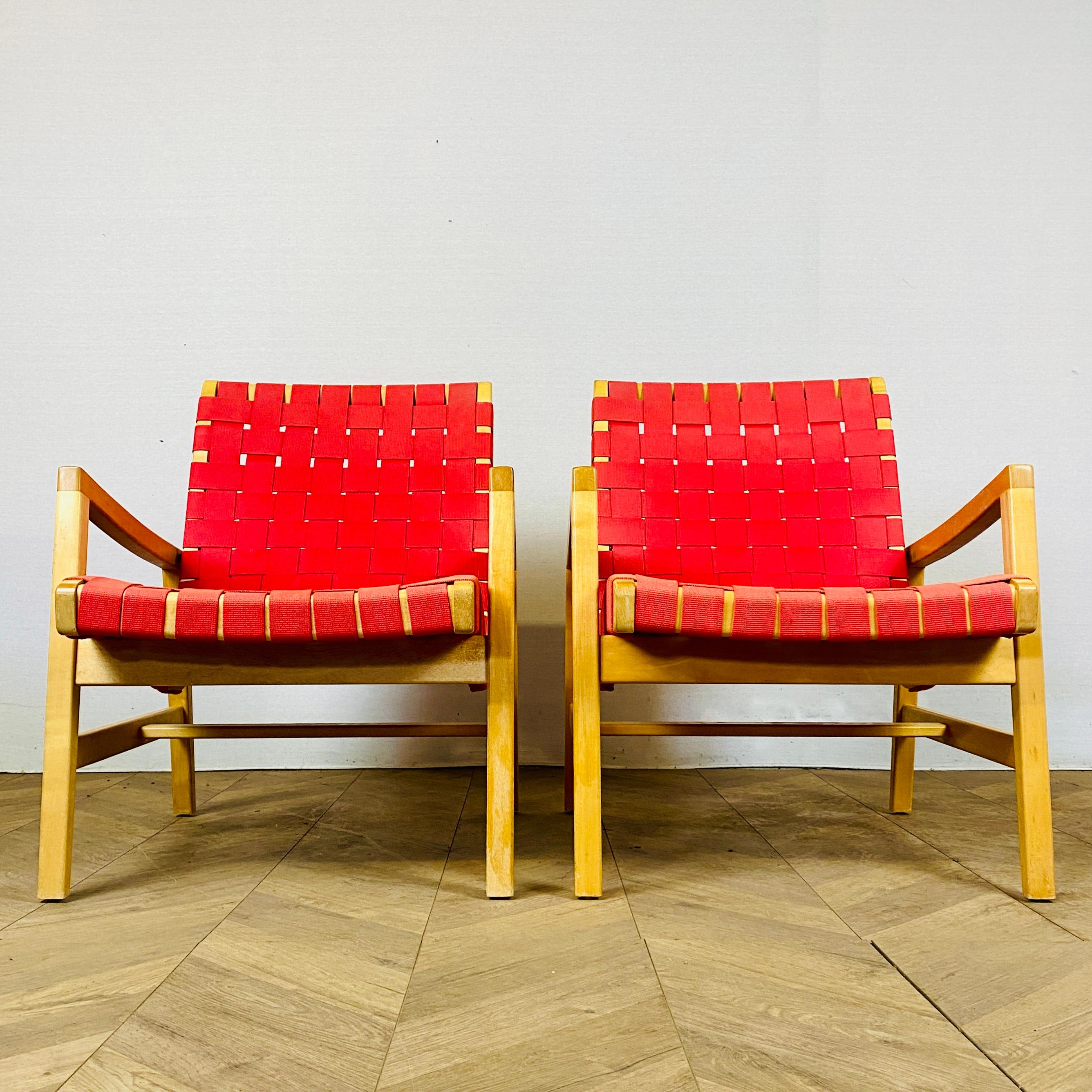 American Vintage Webbed Armchairs Designed by Jens Risom for Knoll, Set of 2