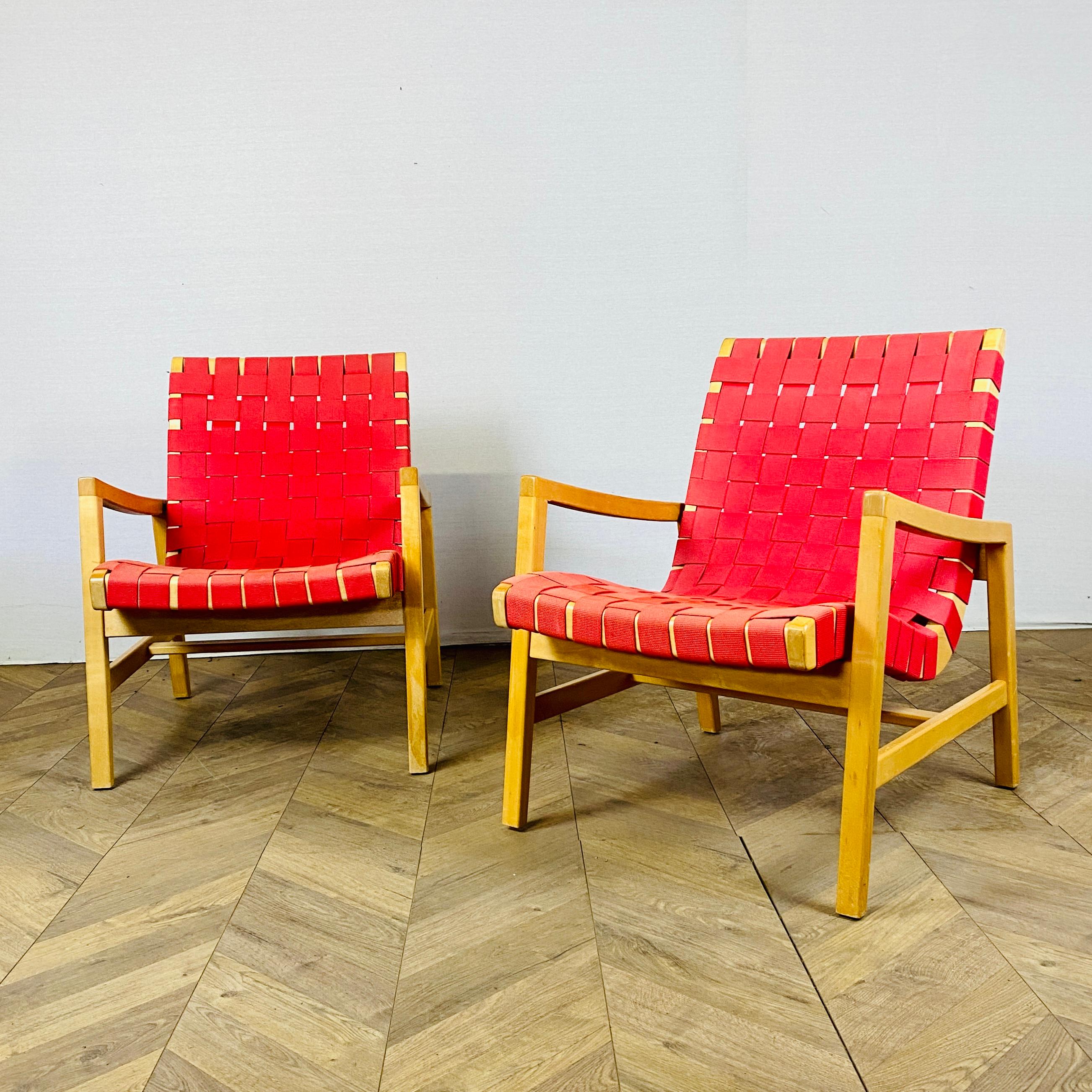 Vintage Webbed Armchairs Designed by Jens Risom for Knoll, Set of 2 1