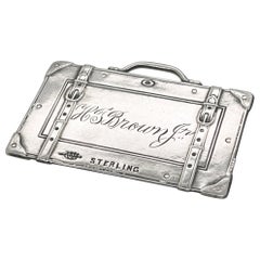 Vintage Webster Co. Sterling Silver Luggage Tag in the form of a Suitcase
