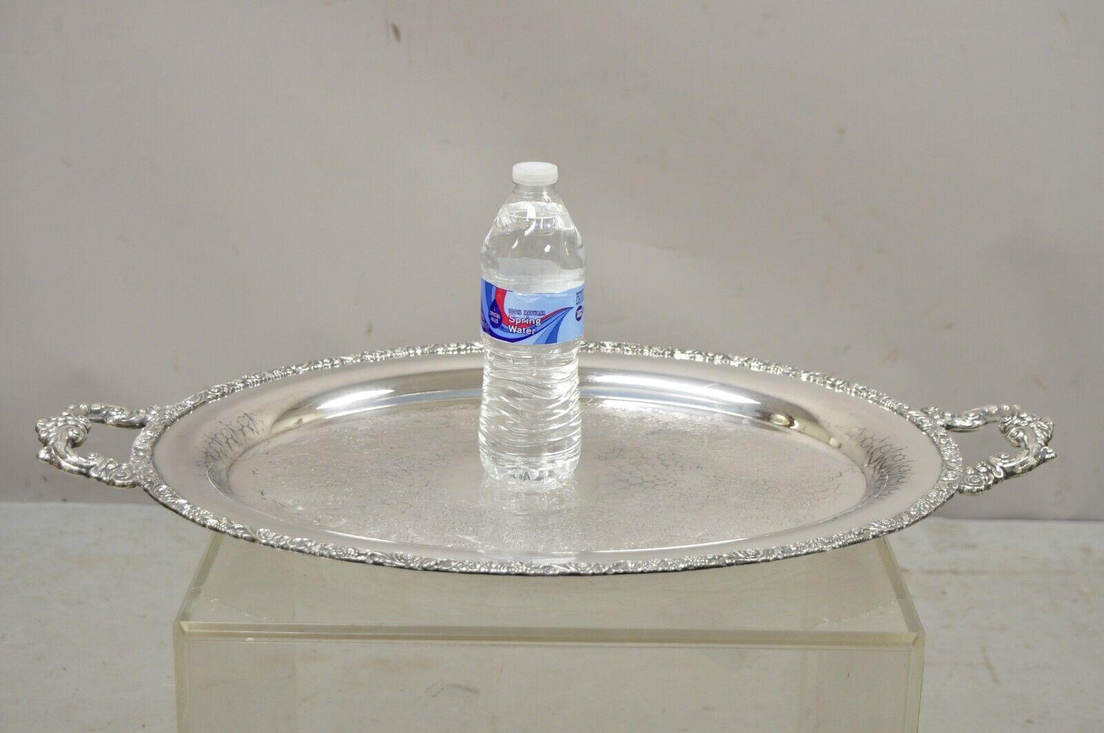Vintage Webster Wilcox International Silver Plated Oval Twin Handle Platter Tray 5
