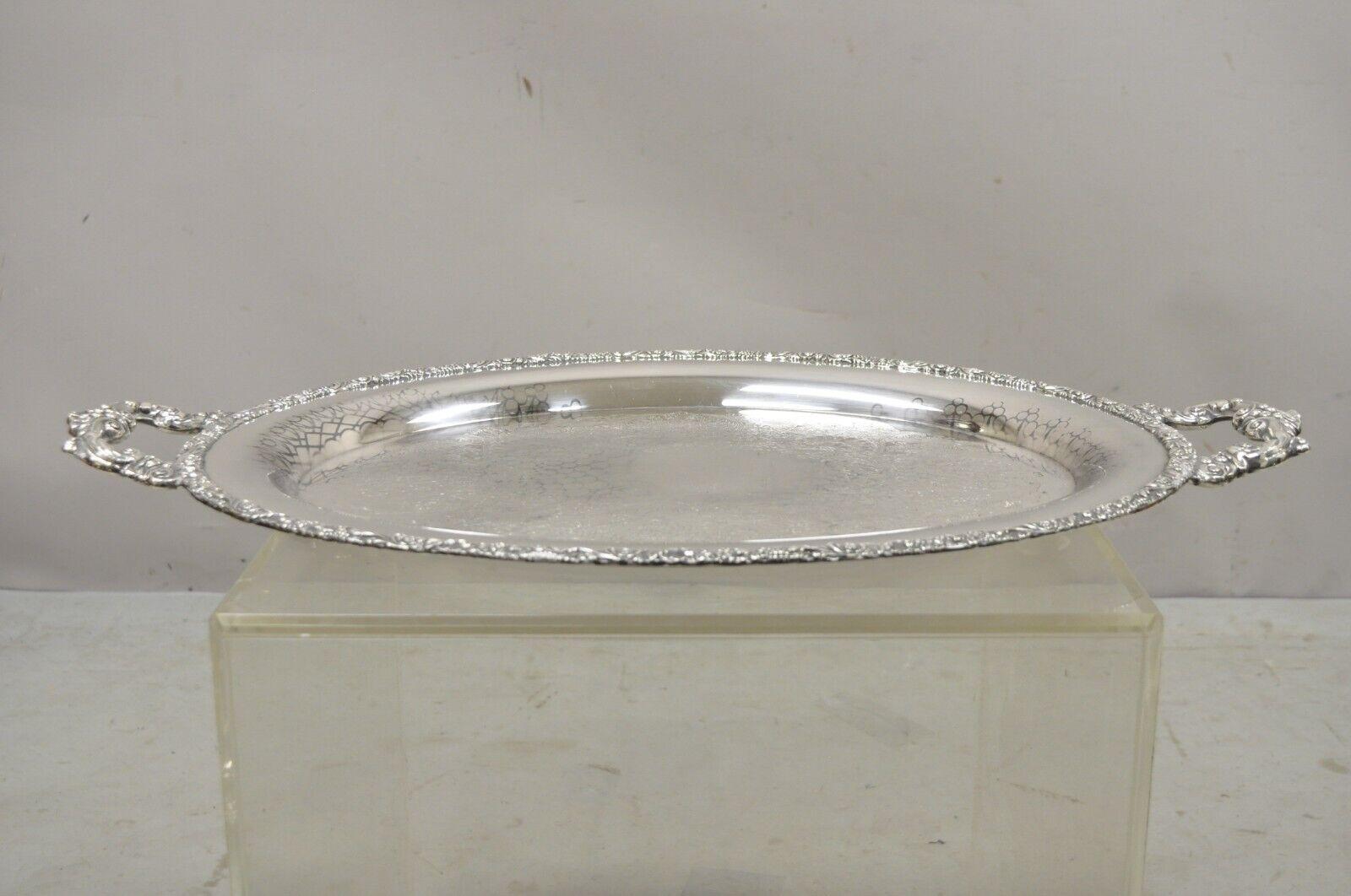 Vintage Webster Wilcox International Silver Plated Oval Twin Handle Platter Tray 6