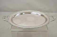 Vintage Webster Wilcox International Silver Plated Oval Twin Handle Platter Tray