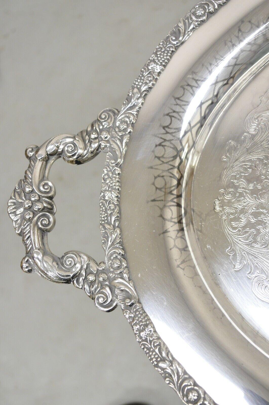 Victorian Vintage Webster Wilcox International Silver Plated Oval Twin Handle Platter Tray