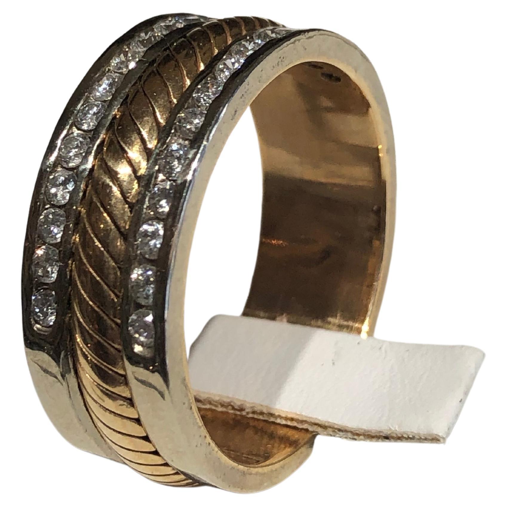 Engagement Wedding Diamond Gold Band Ring Vintage Unisex