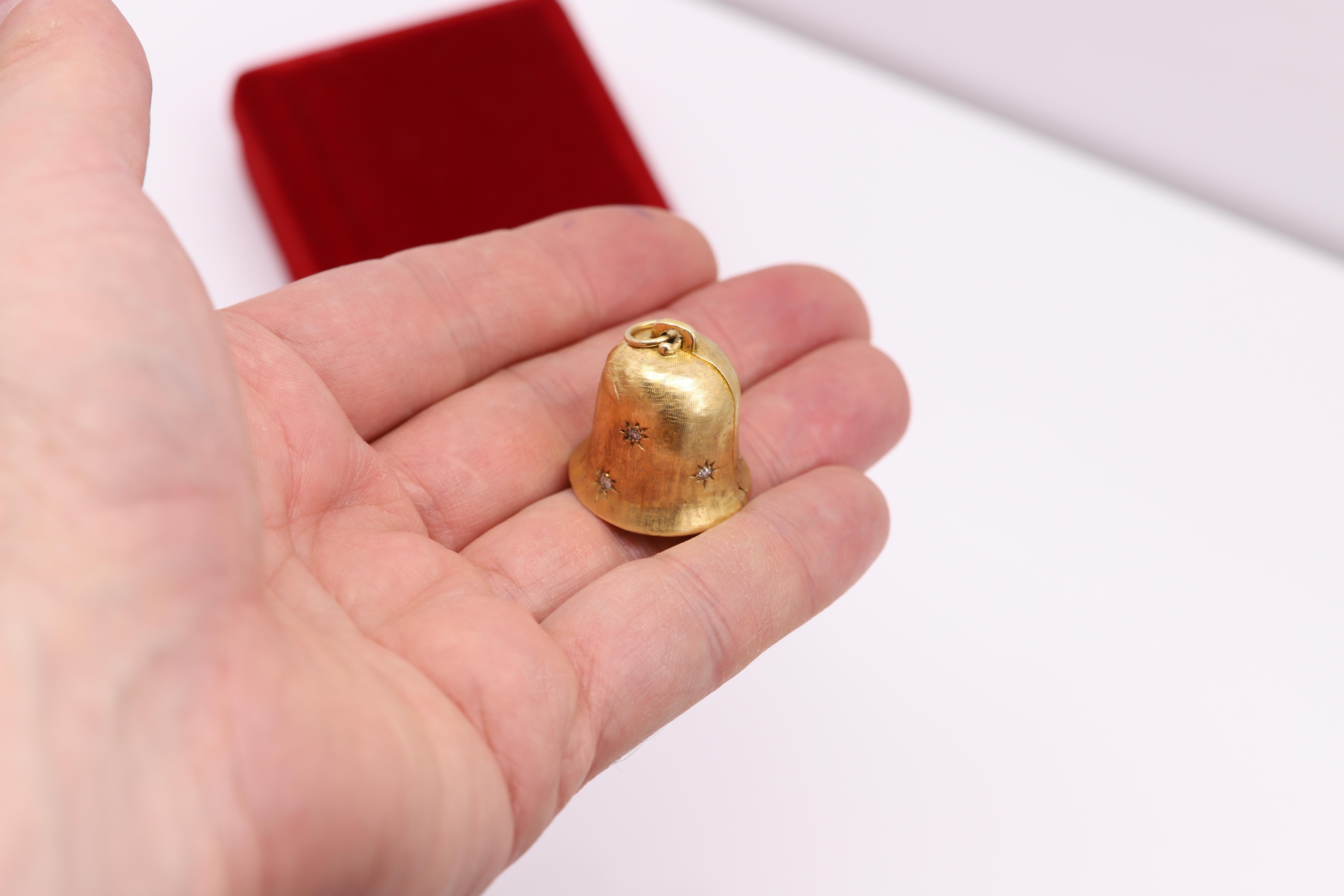 Vintage Hochzeitsglocke Proposalglocke 14 Karat Gelbgold Circa 1940er Jahre im Angebot 8