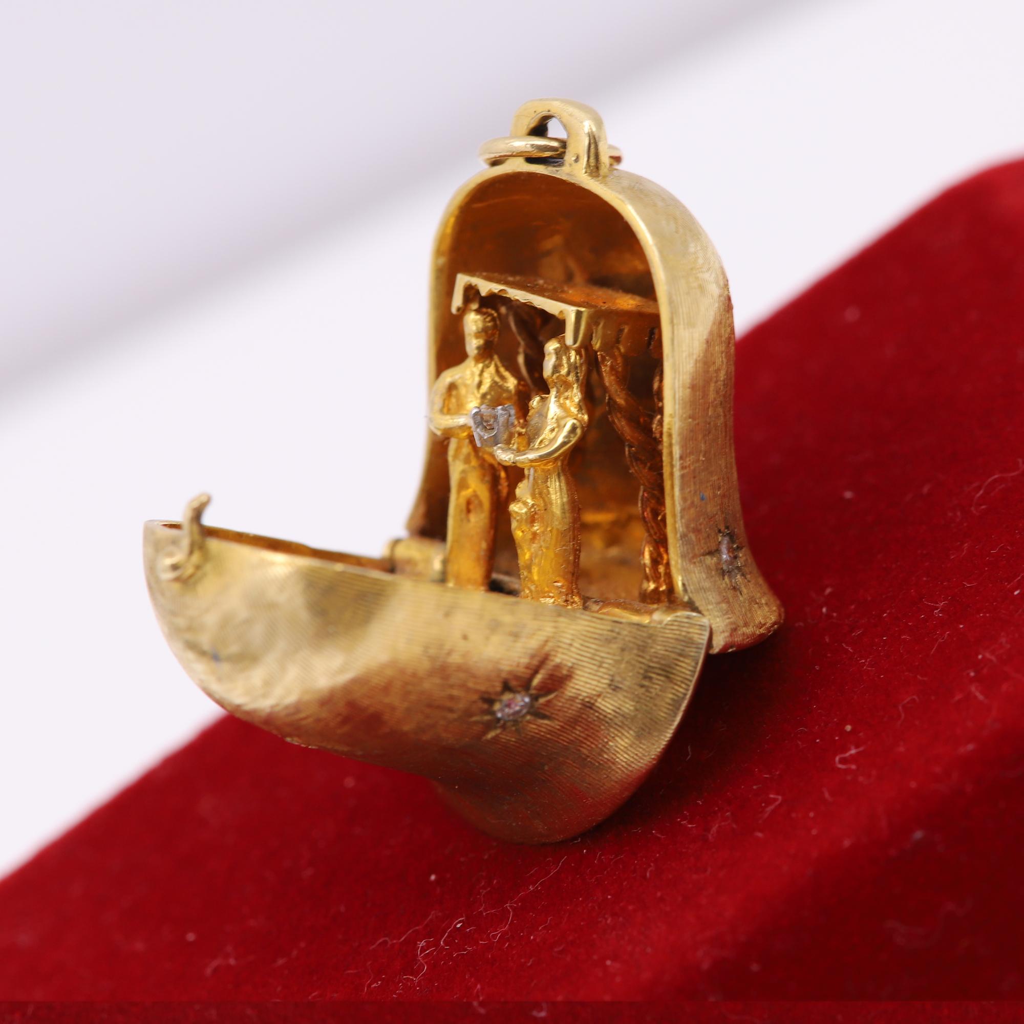 Vintage Hochzeitsglocke Proposalglocke 14 Karat Gelbgold Circa 1940er Jahre im Angebot 9