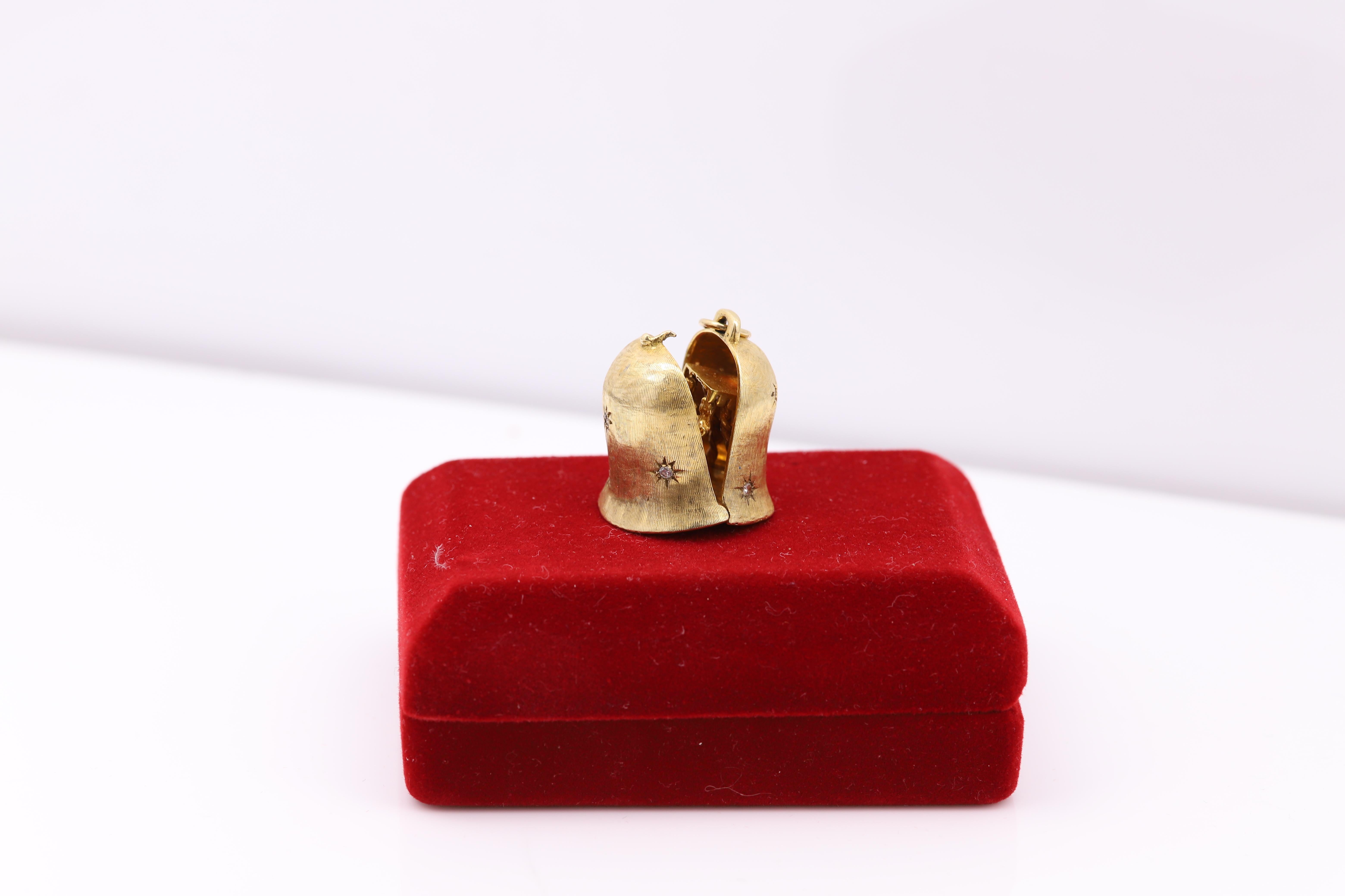 Vintage Hochzeitsglocke Proposalglocke 14 Karat Gelbgold Circa 1940er Jahre im Angebot 2