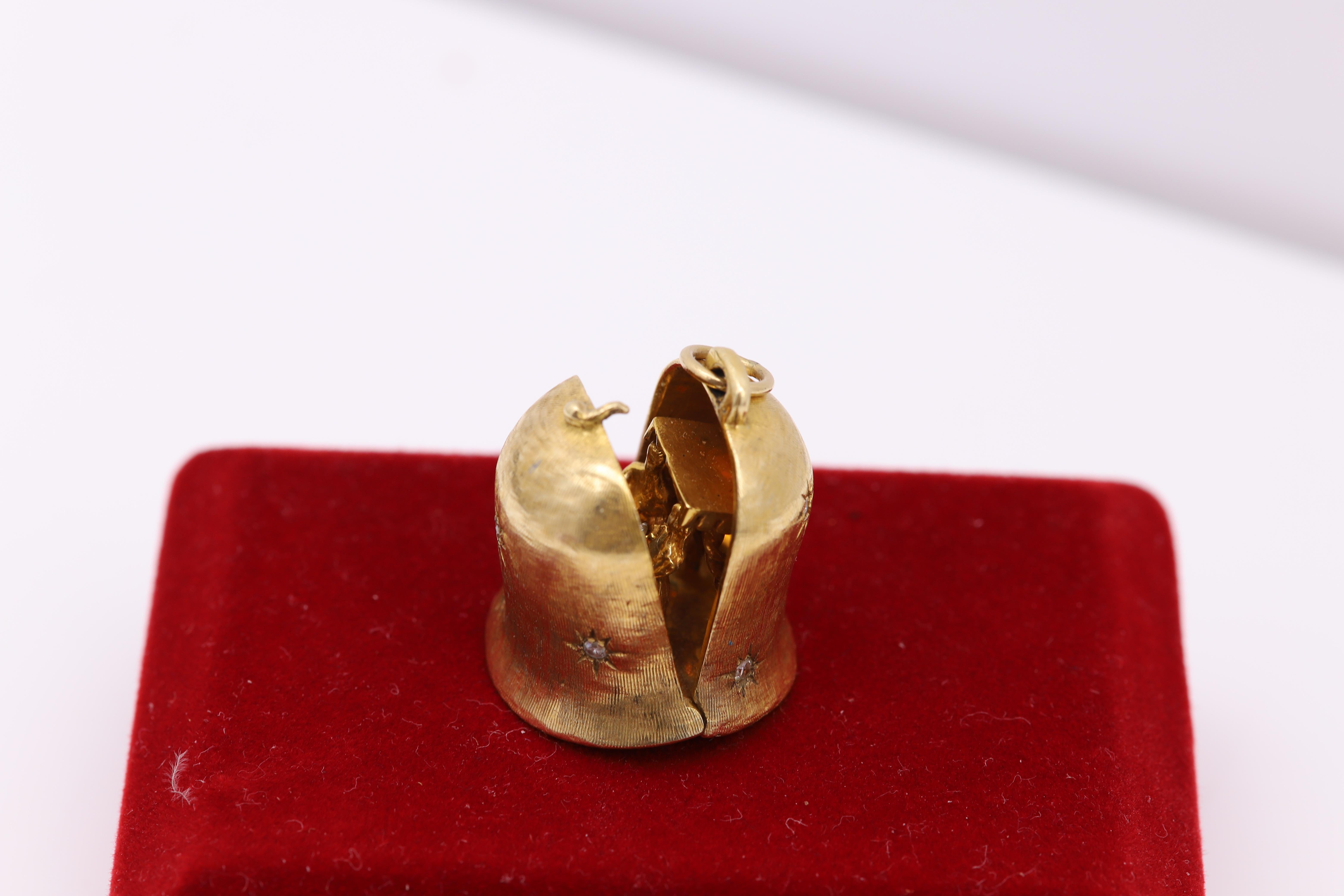 Vintage Hochzeitsglocke Proposalglocke 14 Karat Gelbgold Circa 1940er Jahre im Angebot 3