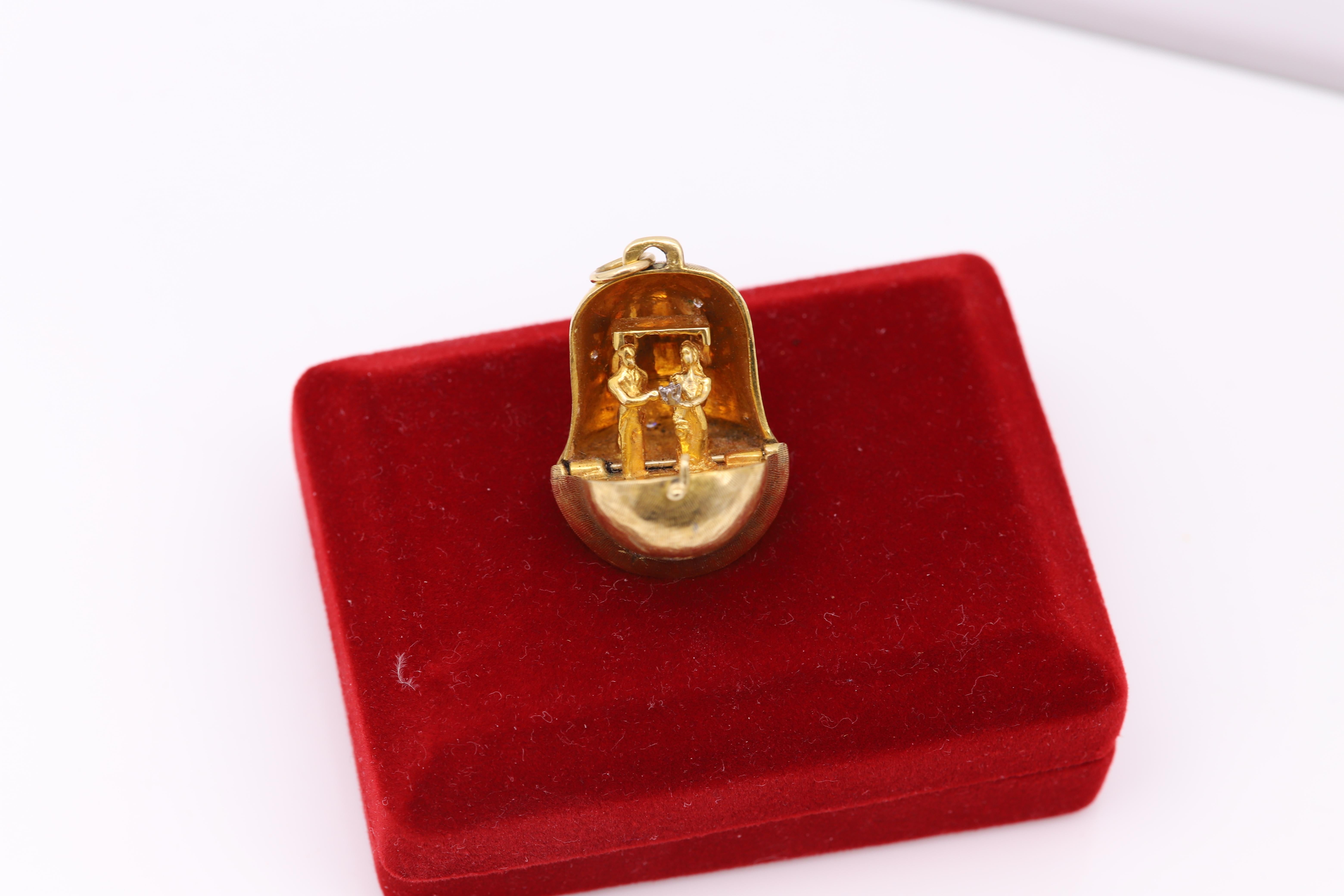 Vintage Hochzeitsglocke Proposalglocke 14 Karat Gelbgold Circa 1940er Jahre im Angebot 4