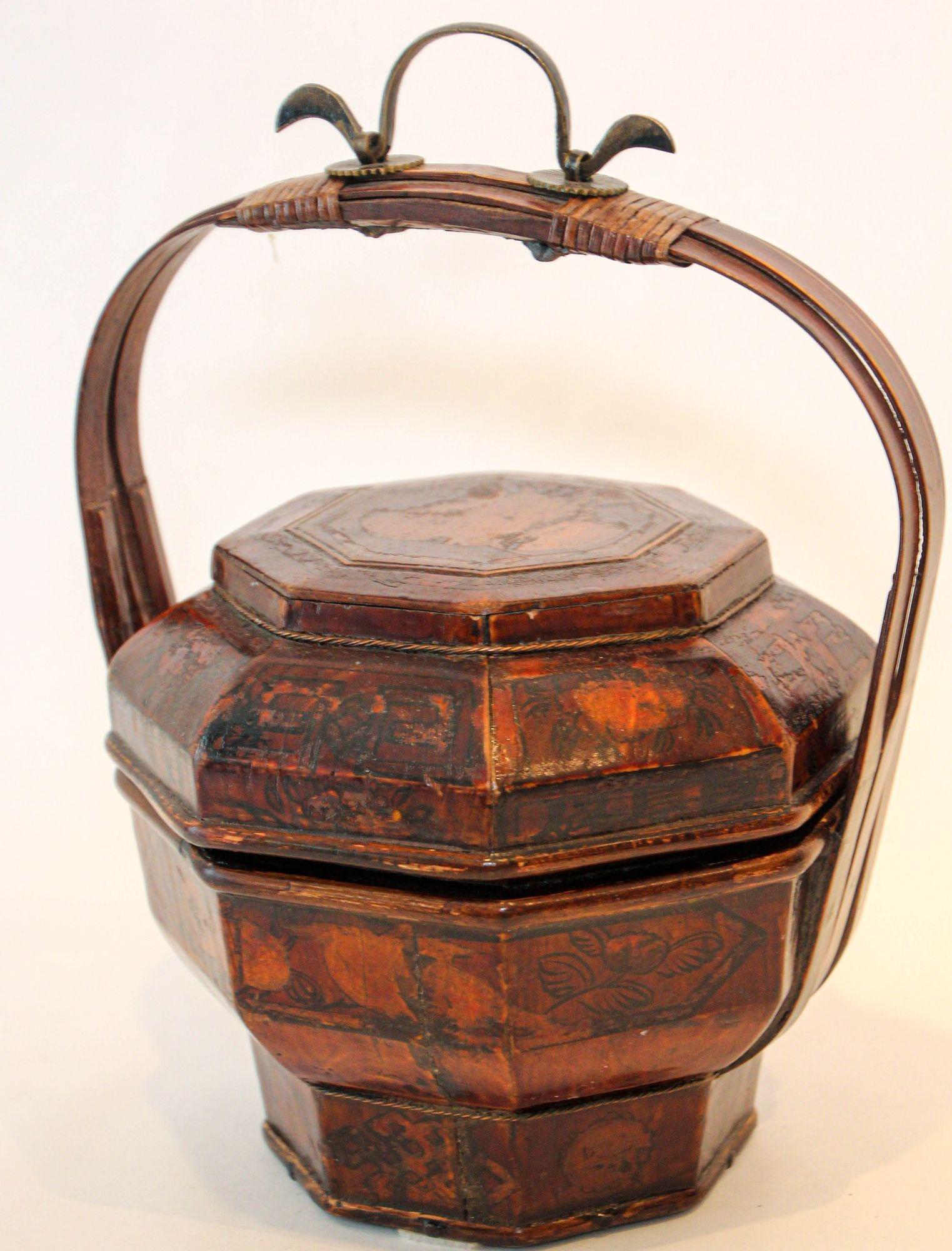 Vintage Chinese Dragon Floral Print Laundry Basket