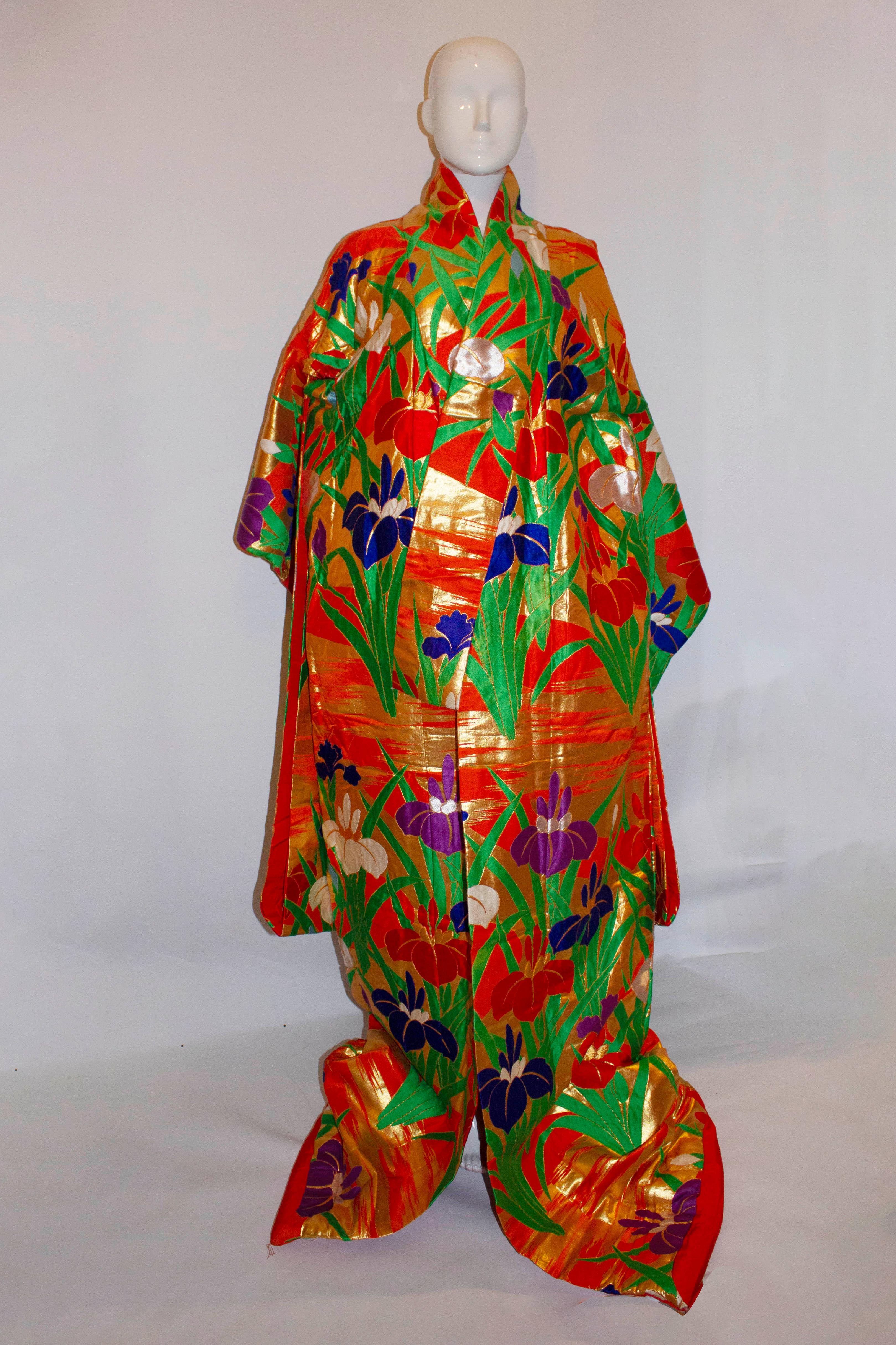 Vintage Wedding Kimono with Iris Design For Sale 1