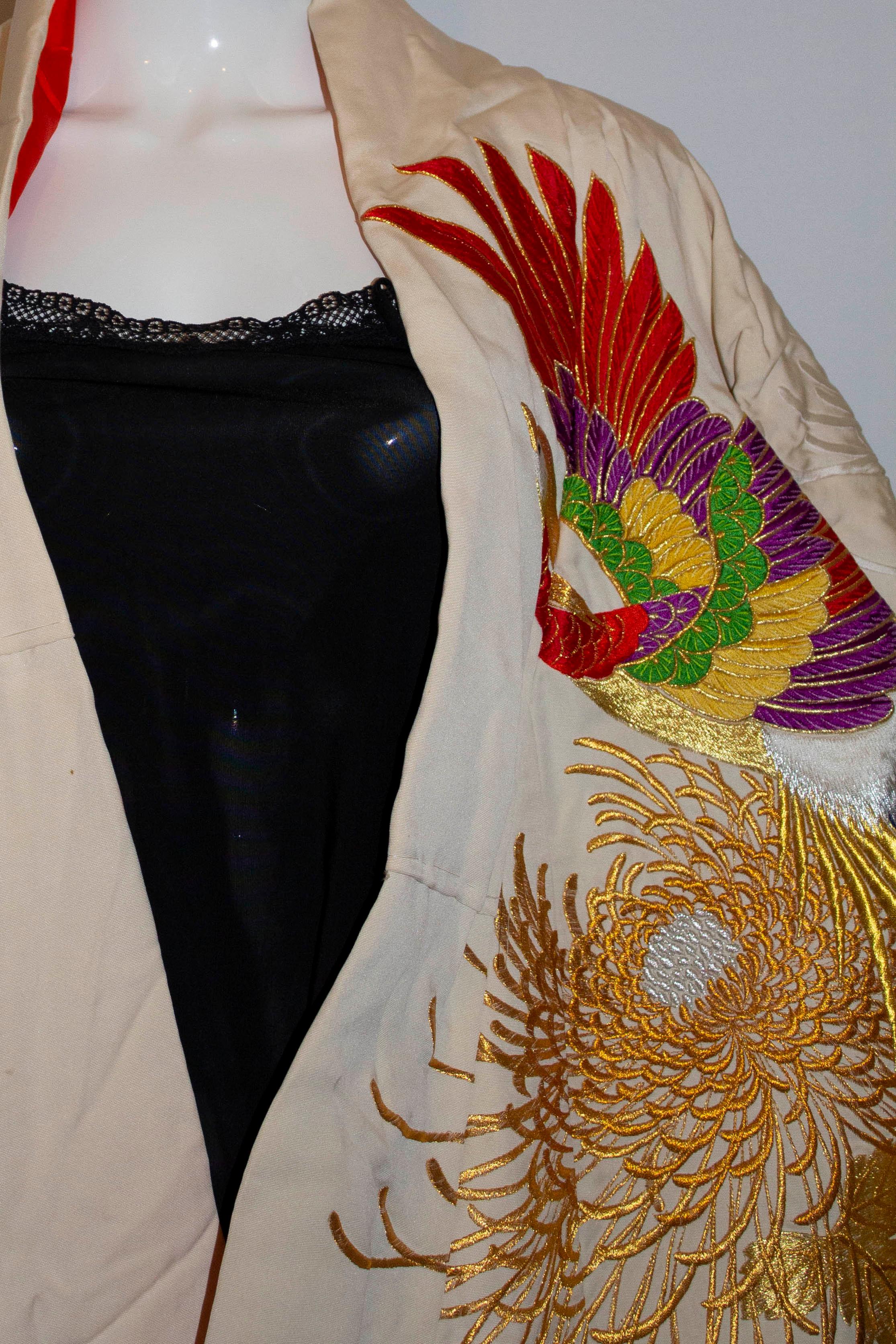 Brown Vintage Wedding Kimono with Phoenix Decoration For Sale