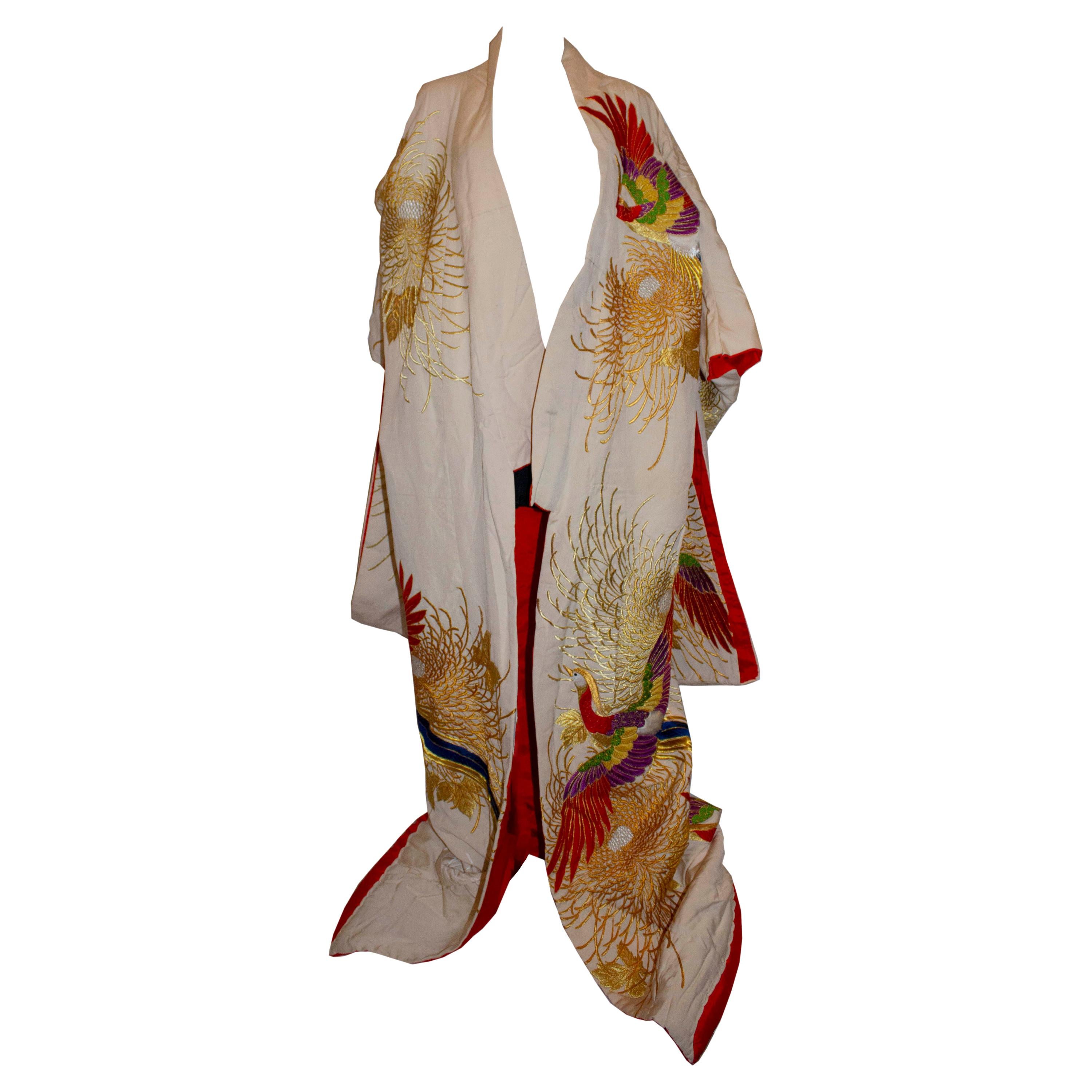 Vintage Wedding Kimono with Phoenix Decoration