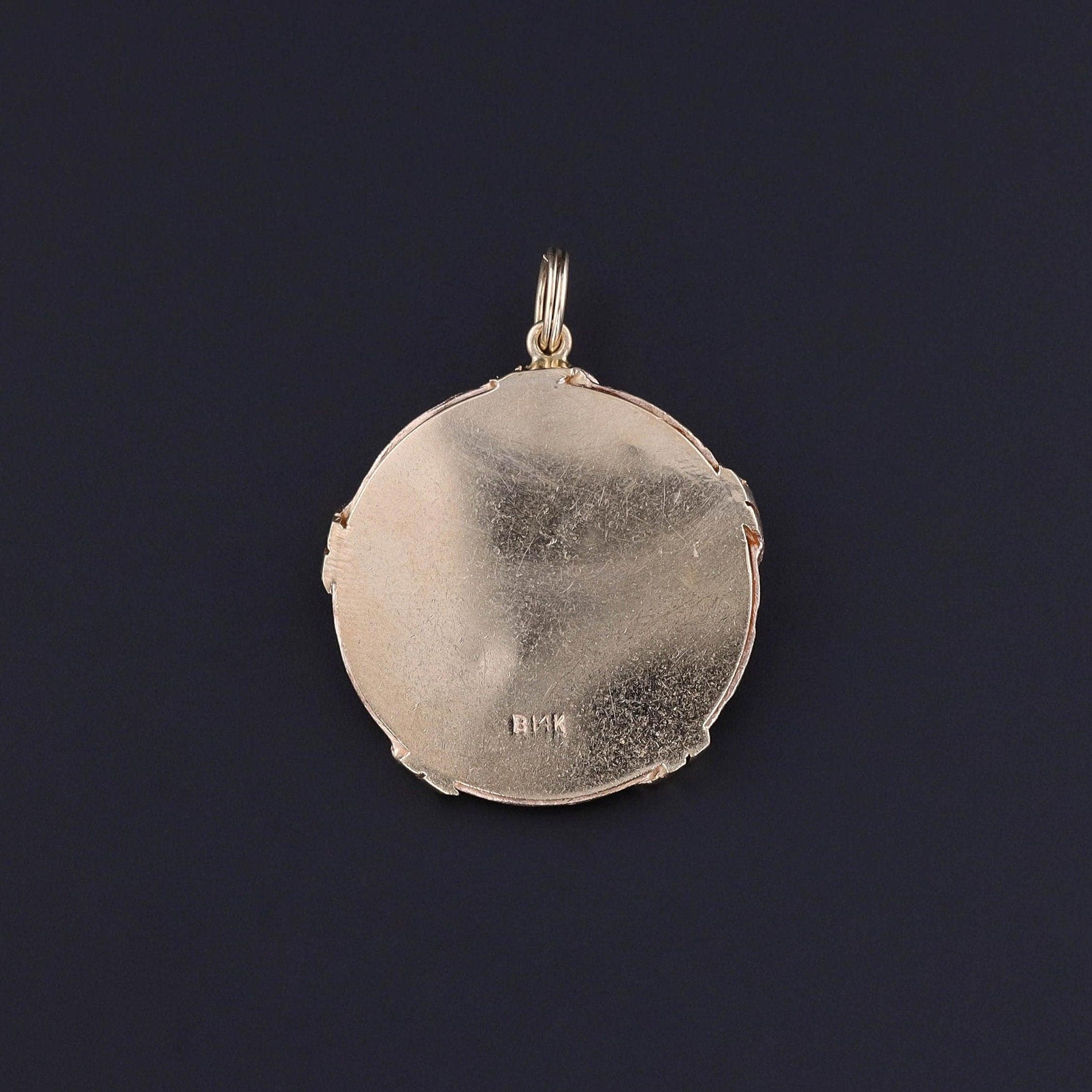 Taglio rotondo Ciondolo con anello nuziale vintage in oro 14k in vendita