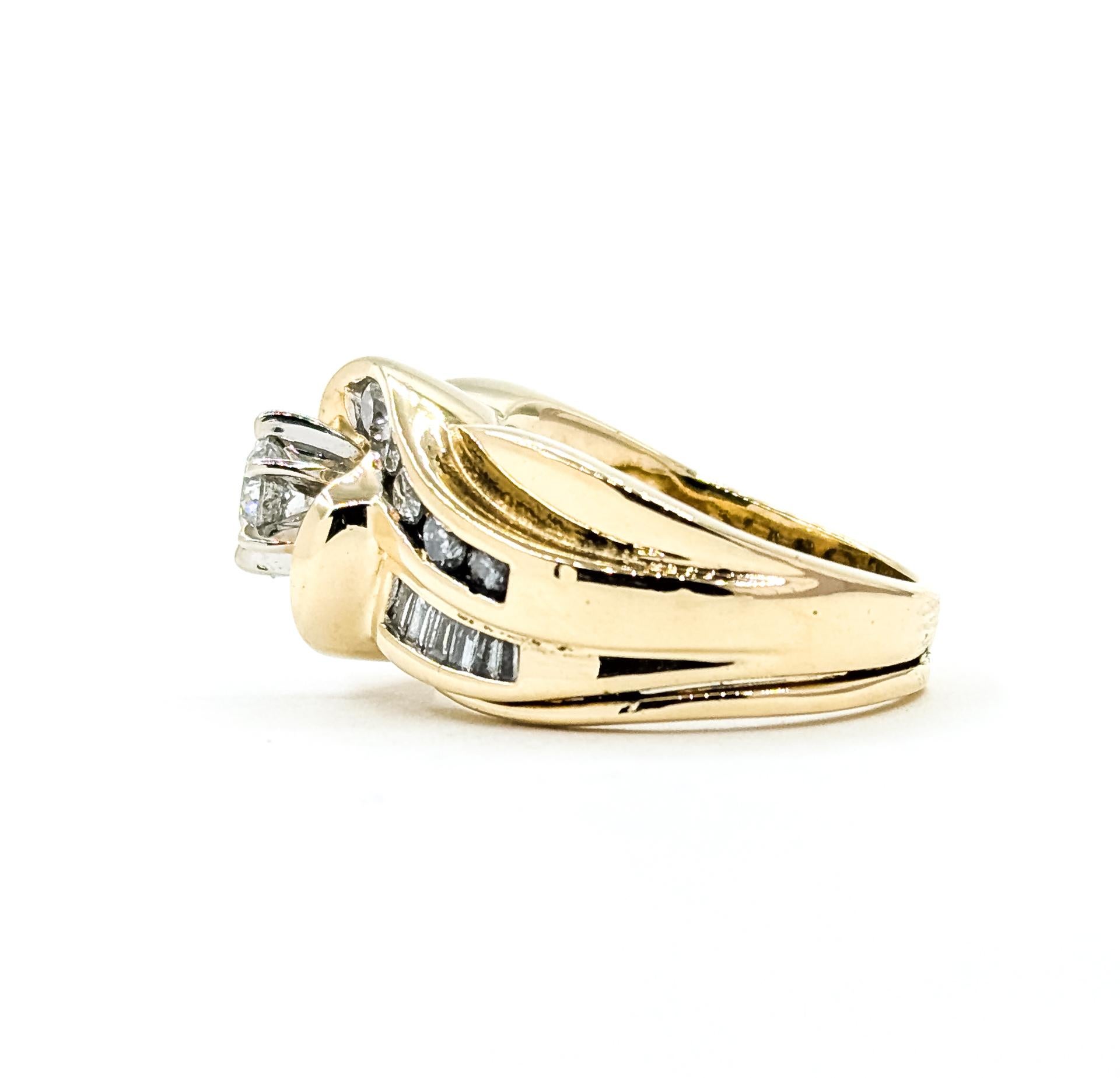 Vintage Hochzeit Set Diamantring in 14k im Angebot 3