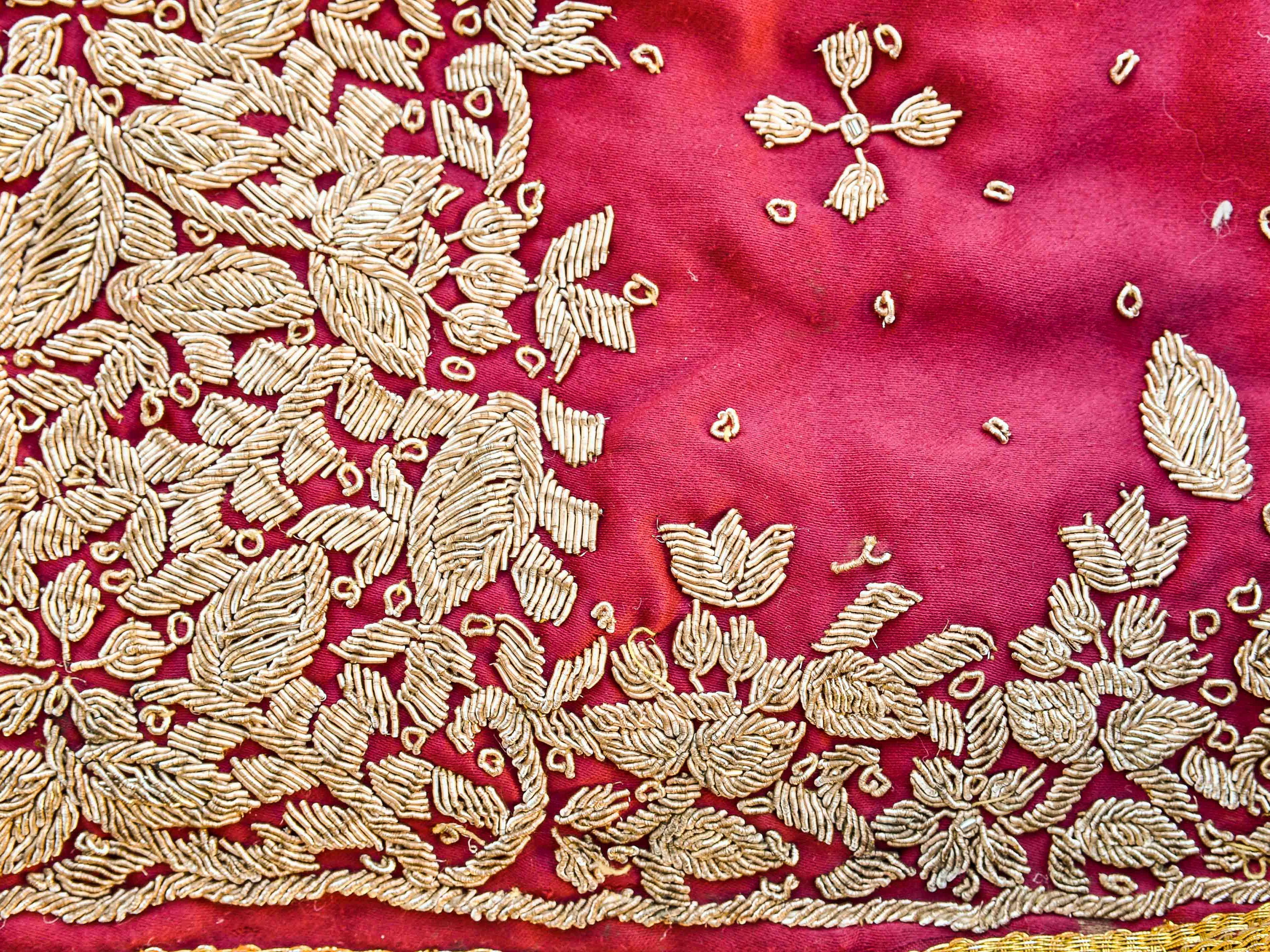 Indian Vintage Wedding Shawl with Metal Thread Embroidery, India, Mid-20th Century