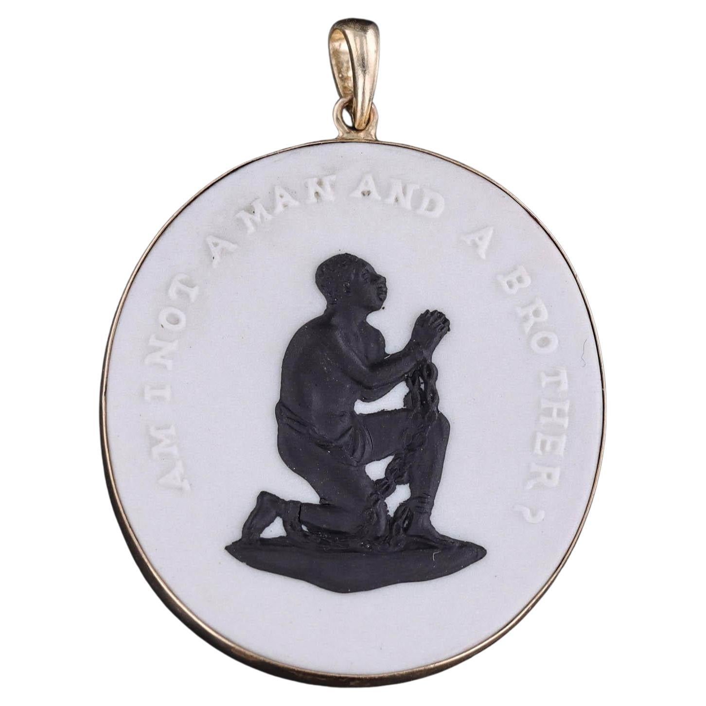 Vintage Wedgwood Anti Slavery Pendant of 14k Gold For Sale