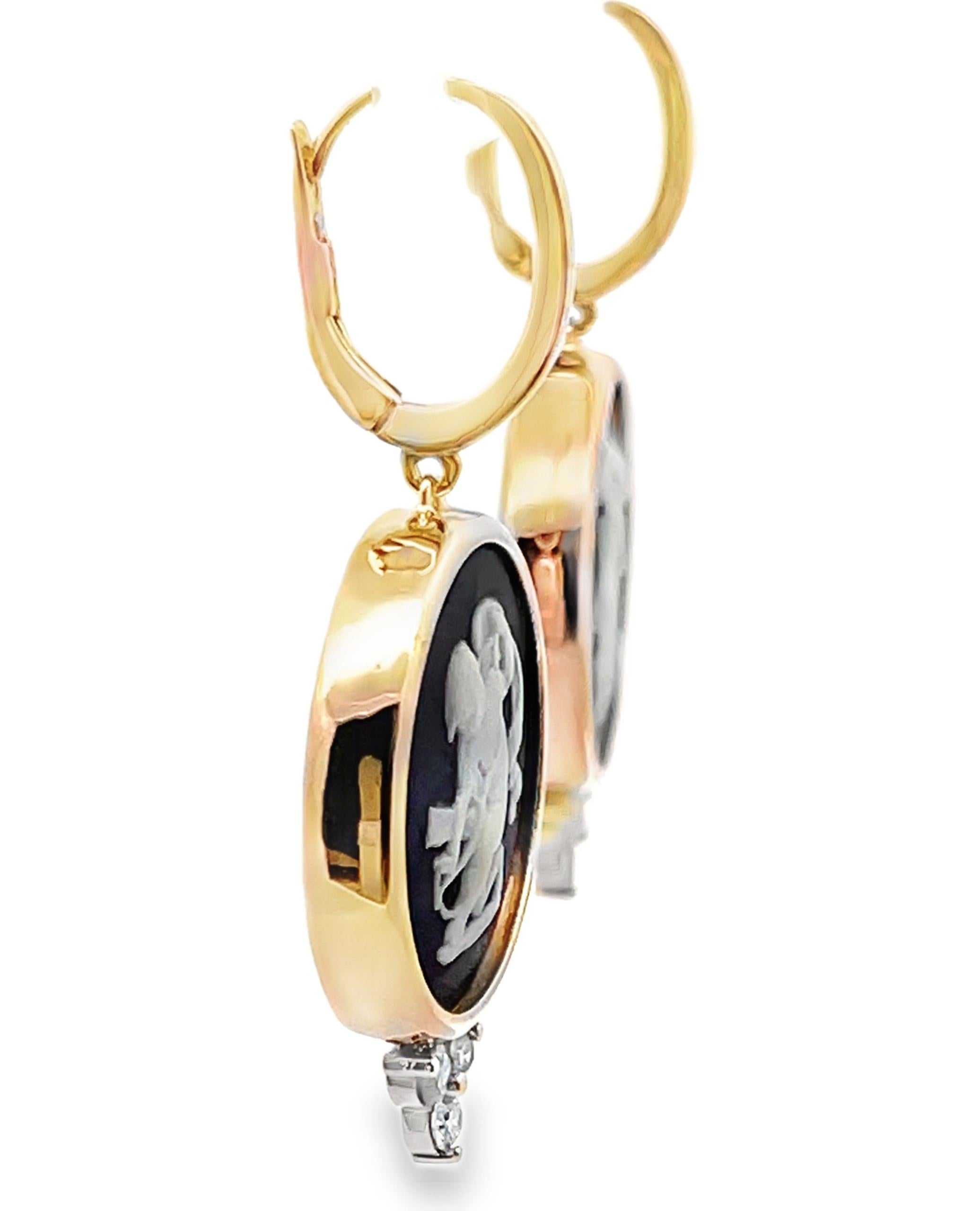 Vintage Wedgwood Cherub Tropfen Ohrringe in New 14K Gelbgold Diamant Fassung im Angebot 1