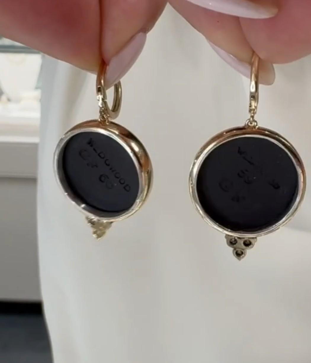 Vintage Wedgwood Cherub Tropfen Ohrringe in New 14K Gelbgold Diamant Fassung Damen im Angebot