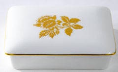 Vintage Wedgwood England Gold Tonquin Trinket White Porcelain Rectangular Box