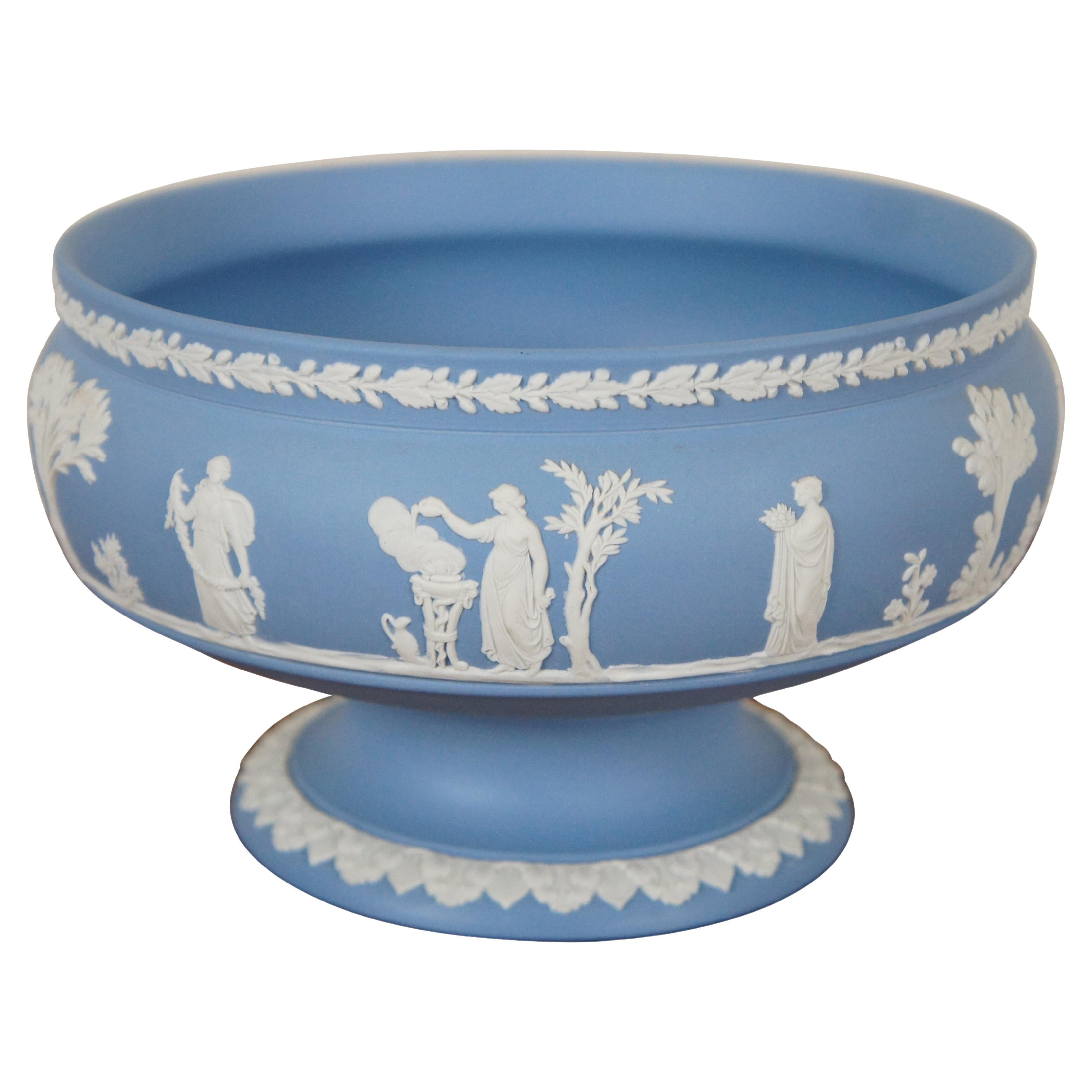 Vintage Wedgwood Jasperware Blue Imperial Sacrifice Pedestal Bowl England