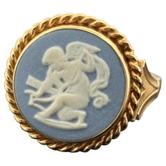 Vintage Wedgwood Jasperware Cameo Ring, 14k Yellow Gold
