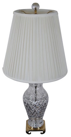 Vintage Wedgwood Waterford Crystal Glandore Crescent Brass Table Lamp