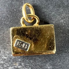 Vintage Weekend Suitcase Love Heart 18K Yellow Gold Ruby Charm Pendant
