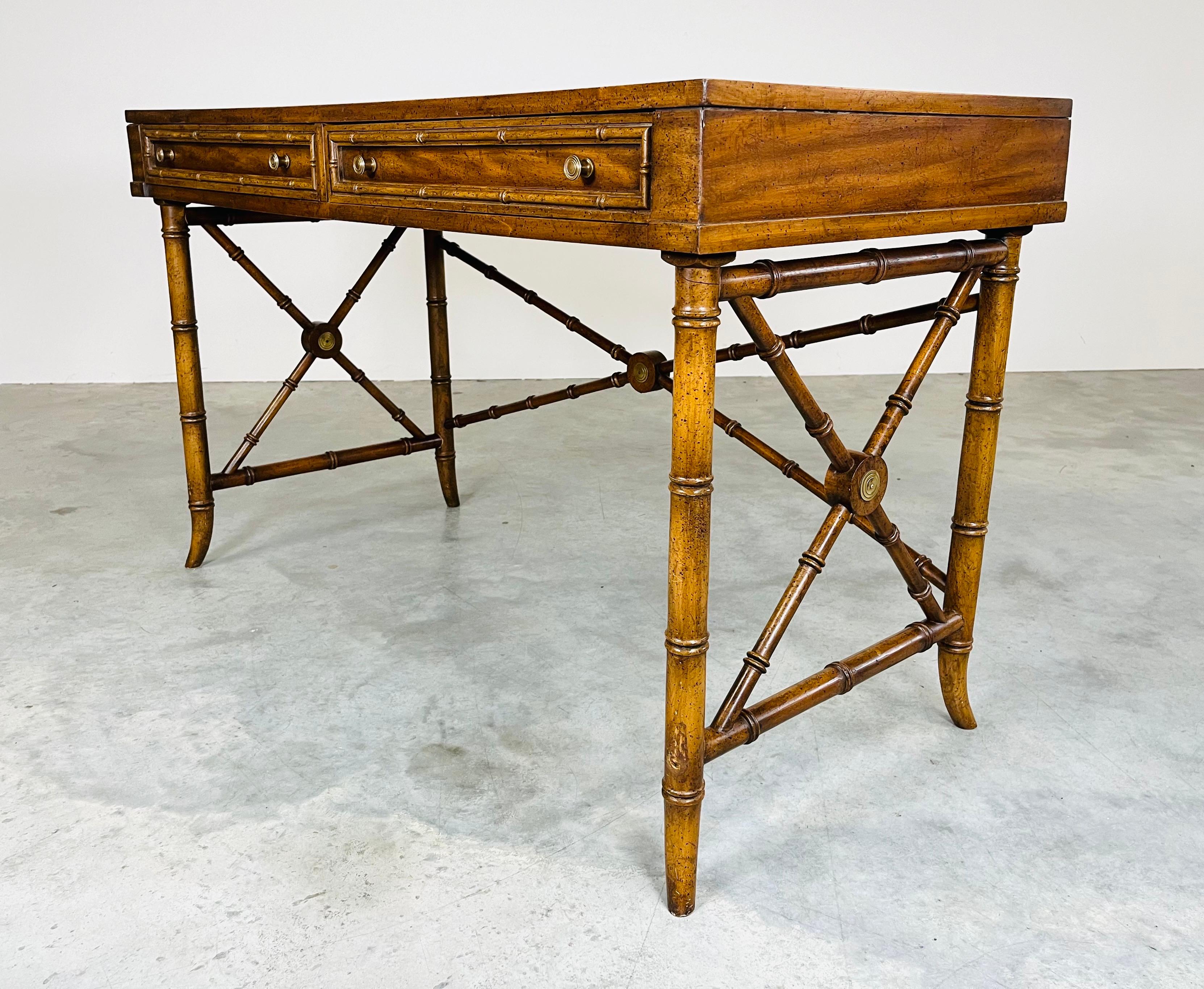Vintage WEIMAN Faux Bamboo Desk  In Excellent Condition In Southampton, NJ